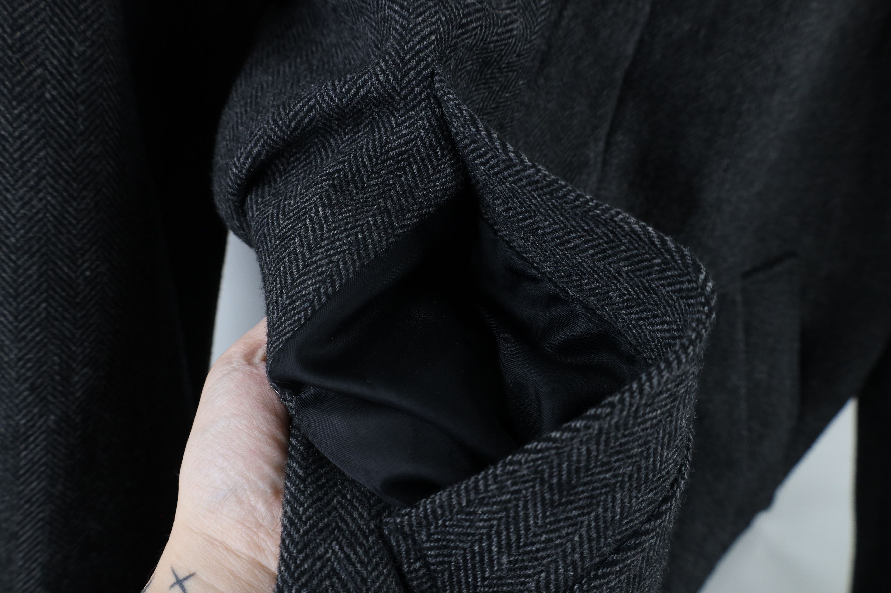 Express × Vintage Express Herringbone Full Zip Overcoat Trench Jacket Gray Size US L / EU 52-54 / 3 - 4 Thumbnail
