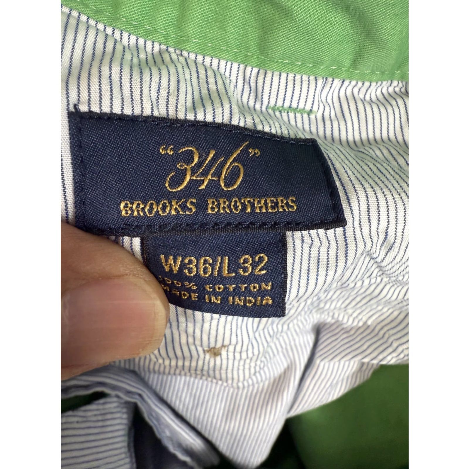 Brooks Brothers VINTAGE Brooks Brothers 346 Pants Mens 34x32 Green Cotton Flat Front Slash Pocket Chino Size US 34 / EU 50 - 5 Thumbnail