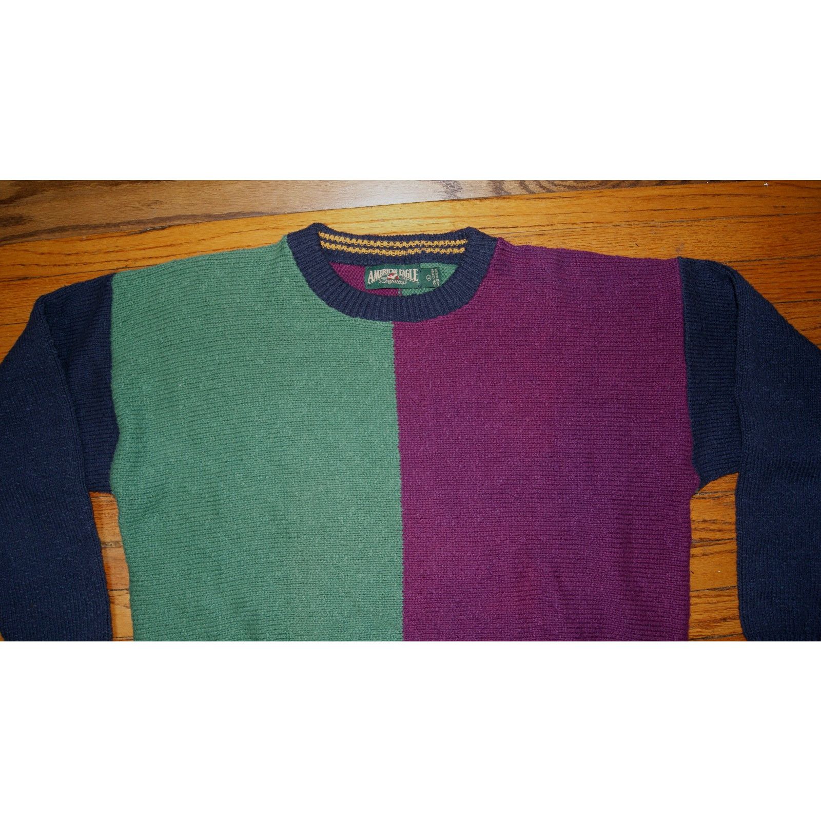 American Eagle Outfitters VTG 90 American Eagle Colorblock Mens L Sweater USA Oversize Size US L / EU 52-54 / 3 - 2 Thumbnail
