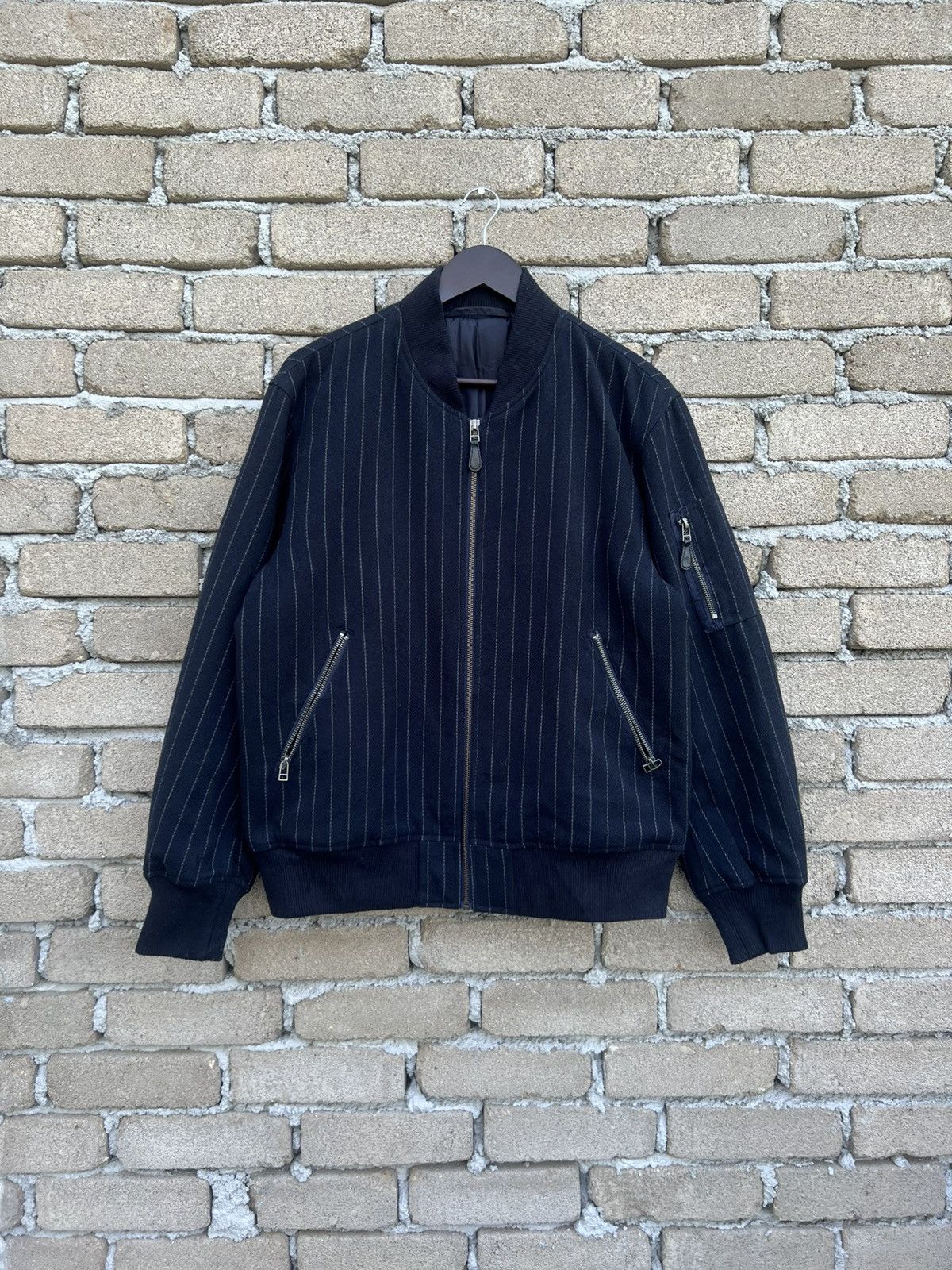 Japanese Brand Japanese Wool Stripe Bomber Style Jacket Size US L / EU 52-54 / 3 - 2 Thumbnail