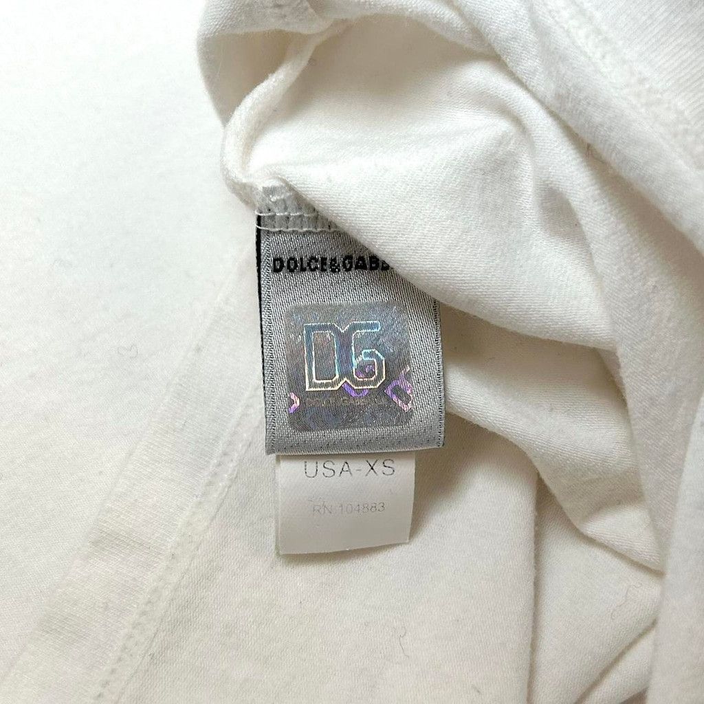 Dolce & Gabbana y2k D&G white short sleeve top, black thin logo trim Size XS / US 0-2 / IT 36-38 - 4 Thumbnail