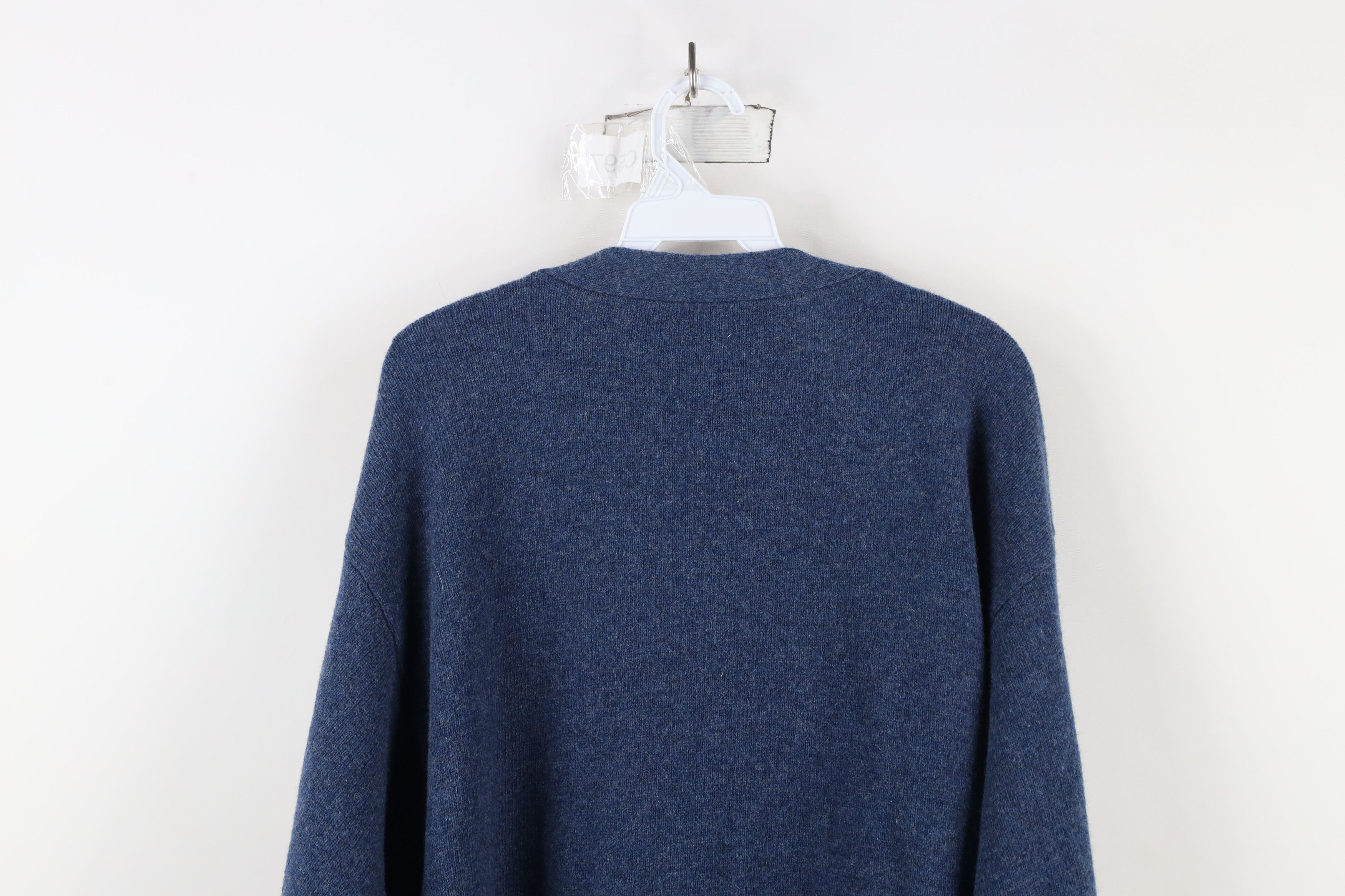 Vintage Vintage 90s Streetwear Lambswool Knit Cardigan Sweater Blue Size US XL / EU 56 / 4 - 8 Thumbnail