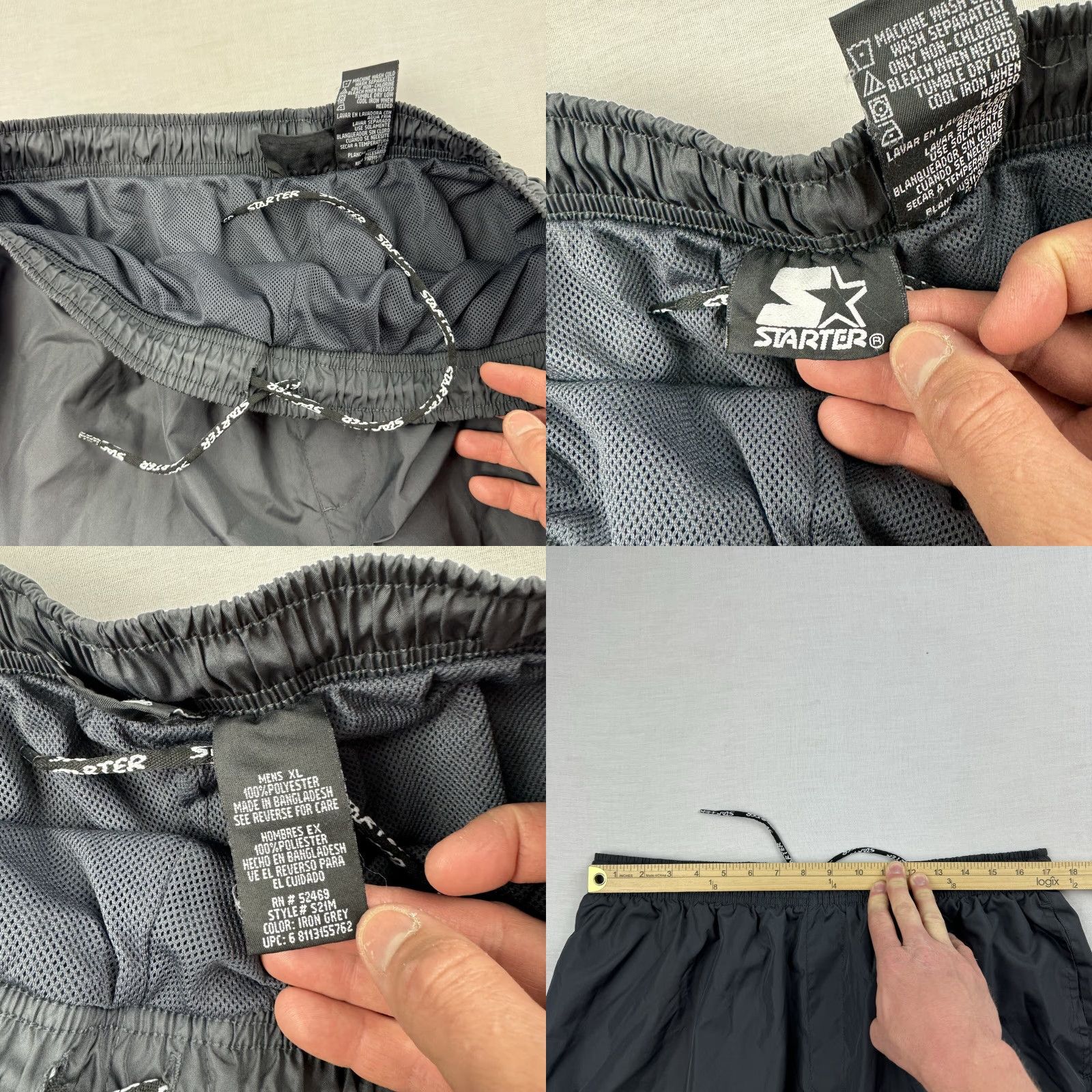 Starter VINTAGE Starter Track Pants Men XL Gray Grunge Pockets Y2K 90s Punk Baggy Style: Track Pants (Adult) - Gray, Pockets, Drawstring Size US 36 / EU 52 - 8 Thumbnail