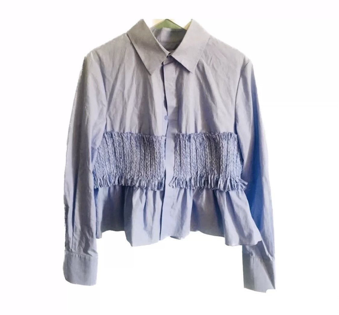 image of Csm Designer Xu Zhi Women’S Fringe Weaving Shirt in Blue, Women's (Size Small)