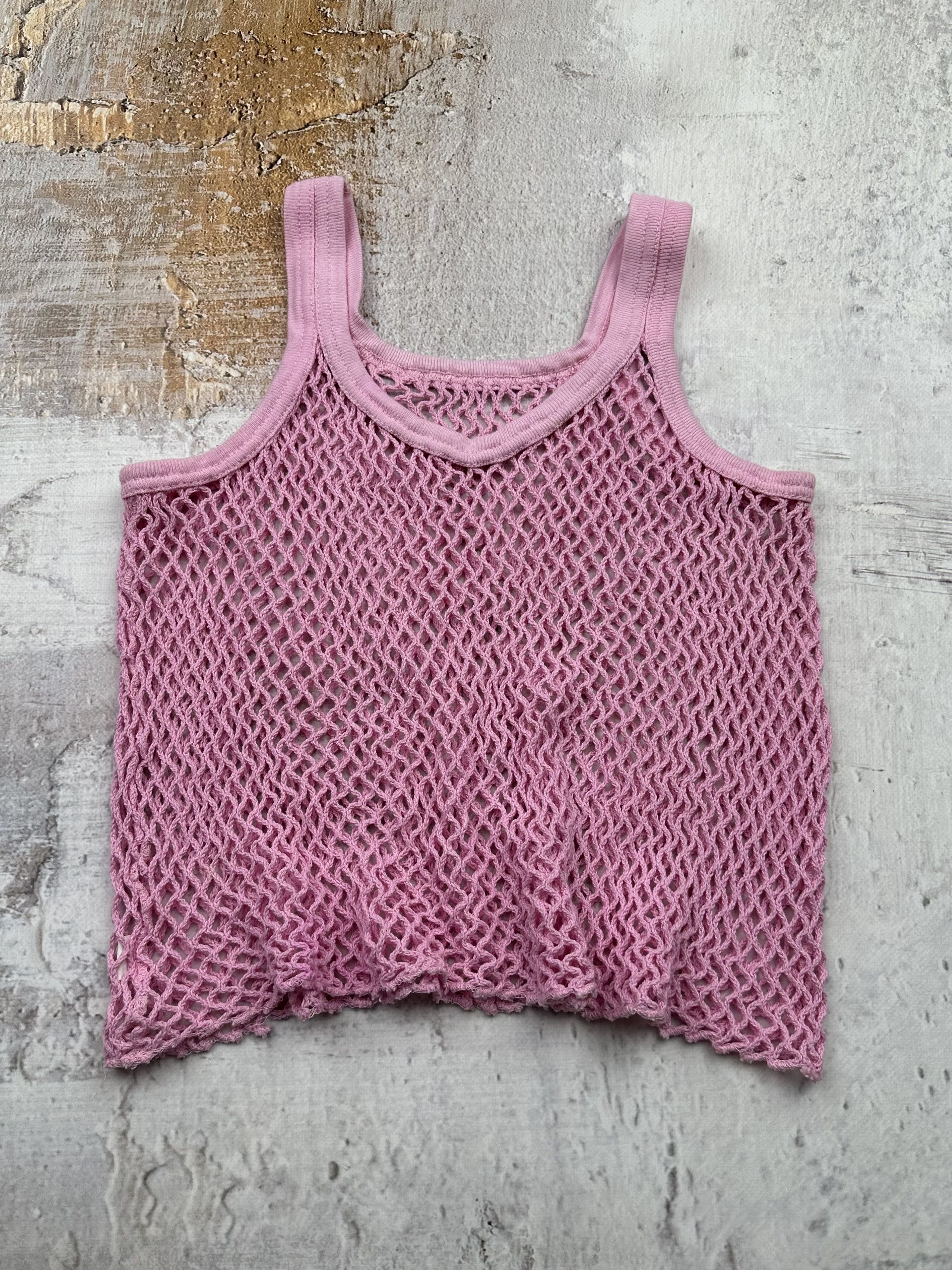 image of Vintage Knit Mesh Tank Top in Pink, Women's (Size Small)