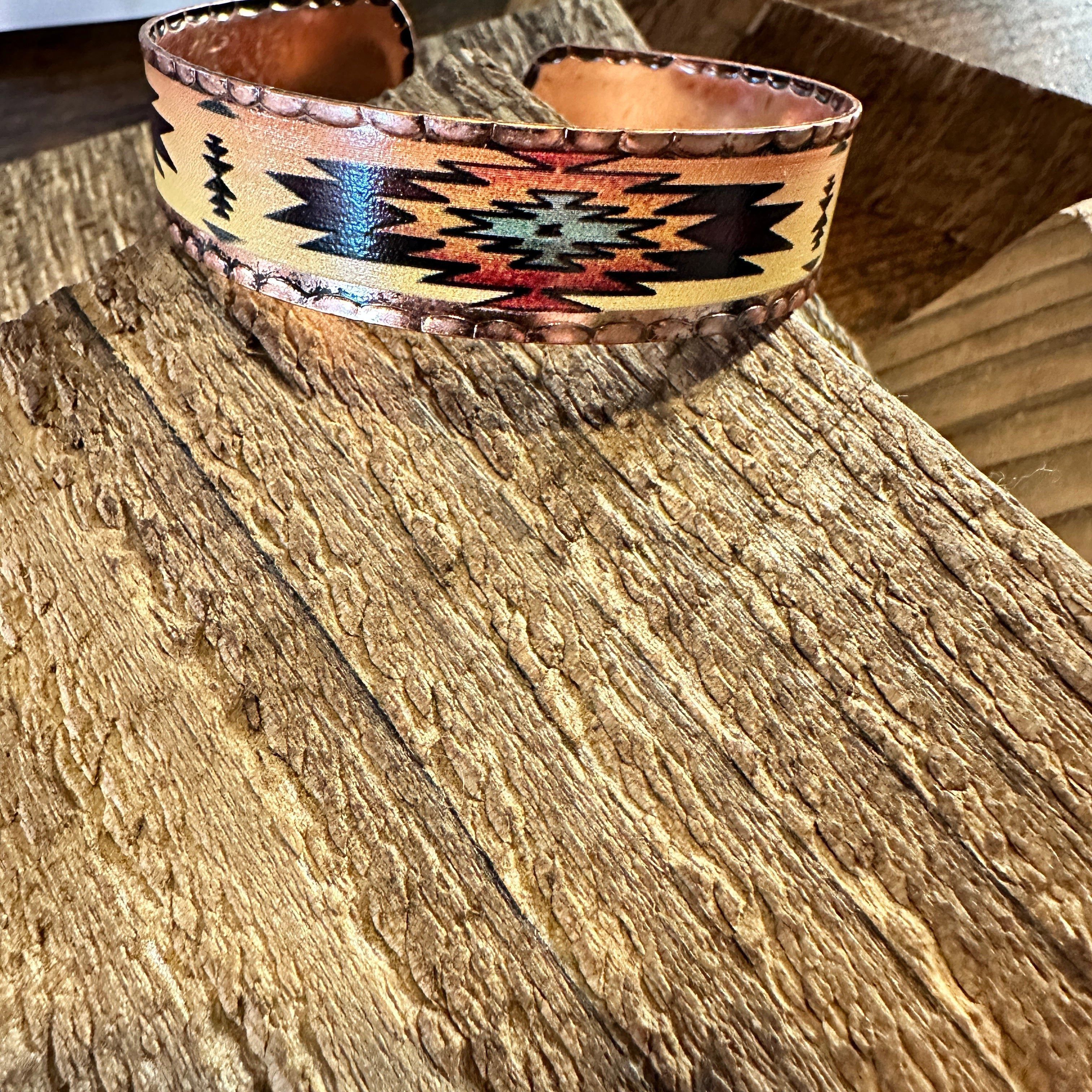 Other Handmade Boho Native American Aztek Copper Narrow Cuff Brace Size ONE SIZE - 6 Thumbnail