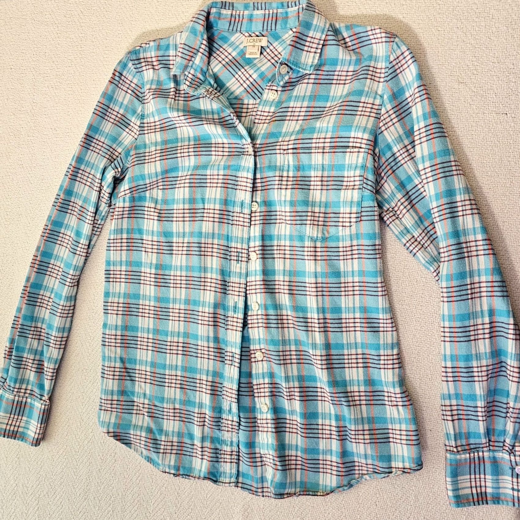 J.Crew J.CREW Button-Up Shirt Womens XS Blue Plaid Long Sleeve Lightweight Shirt Size XS / US 0-2 / IT 36-38 - 6 Thumbnail