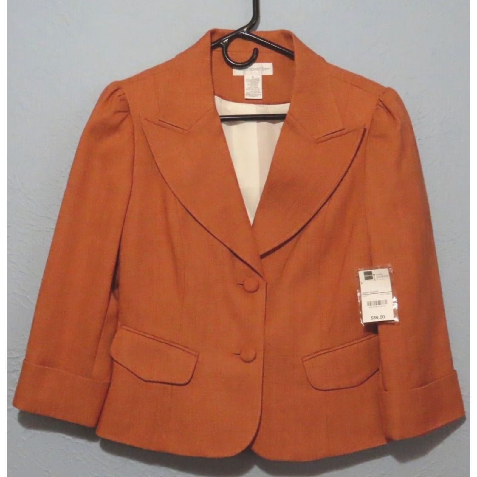 Worthington Worthington Blazer Shirt Women 8 Orange Notch Lapel 2-Button Long Sleeve Regular NWT Size M / US 6-8 / IT 42-44 - 2 Thumbnail