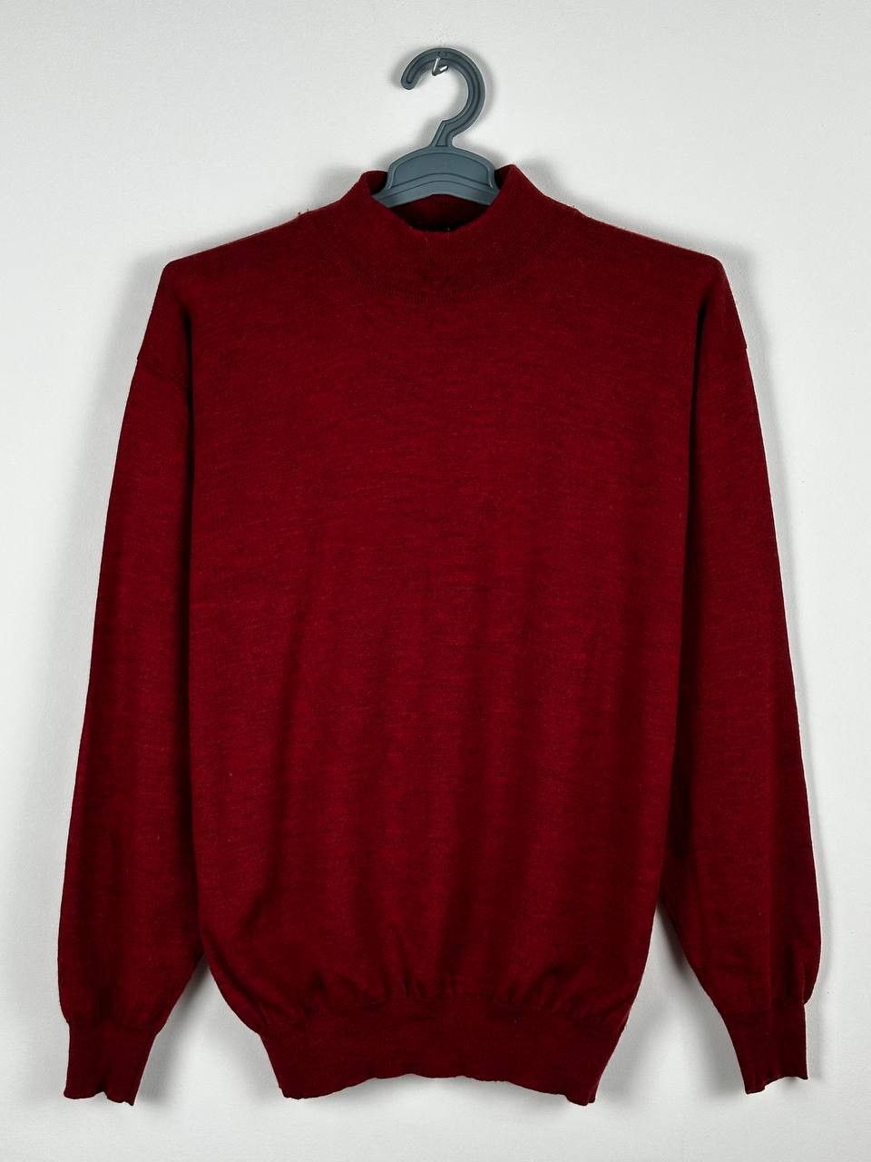 Fedeli FEDELI 100% Wool Red Mock Neck Sweater Size US M / EU 48-50 / 2 - 1 Thumbnail