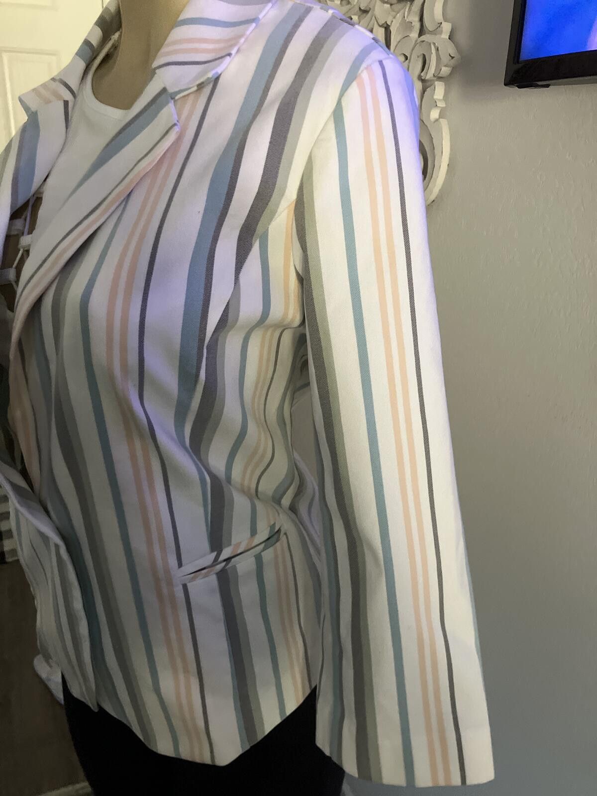 Cartoon Network Pre Love Women's Striped Blazer Jacket Size M / US 6-8 / IT 42-44 - 2 Thumbnail