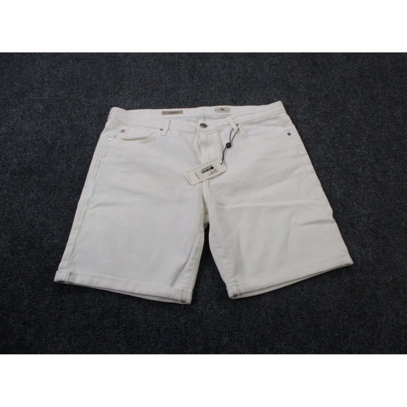 Denime AG Adriano Goldschmied Jeans Bermuda Womens 32 White Denim Brooke Regular Folded Hem AG USA Made NEW Size 24" / US 00 / IT 34 - 2 Thumbnail