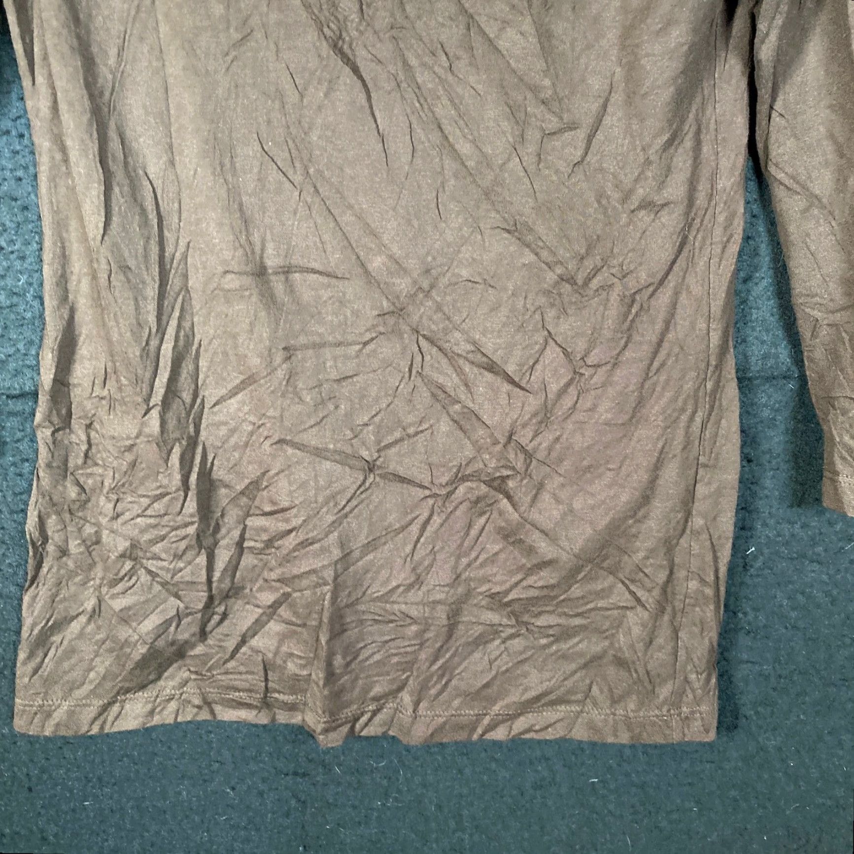 Vintage Chico's Bejeweled Crew Neck 3/4 Sleeve Modal Blend Shirt S Brown Womens Size S / US 4 / IT 40 - 3 Thumbnail