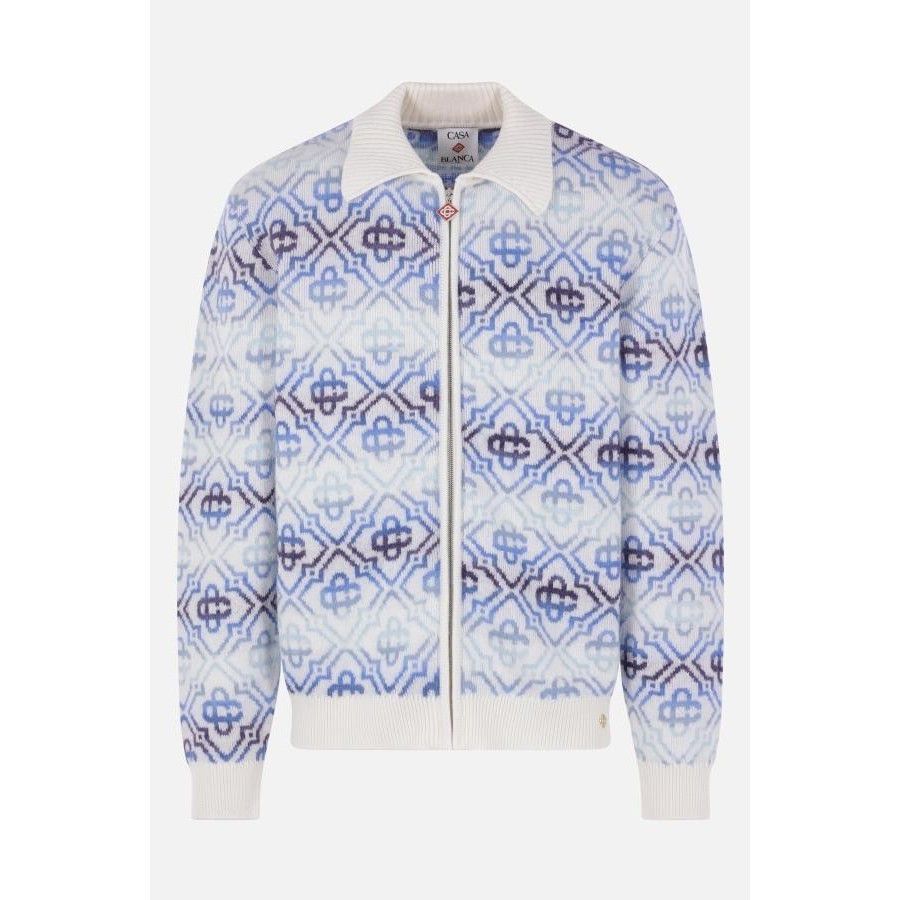 Casablanca CASABLANCA Space Dye Monogram Multicolor Wool Blend Full Zip Size US L / EU 52-54 / 3 - 1 Thumbnail