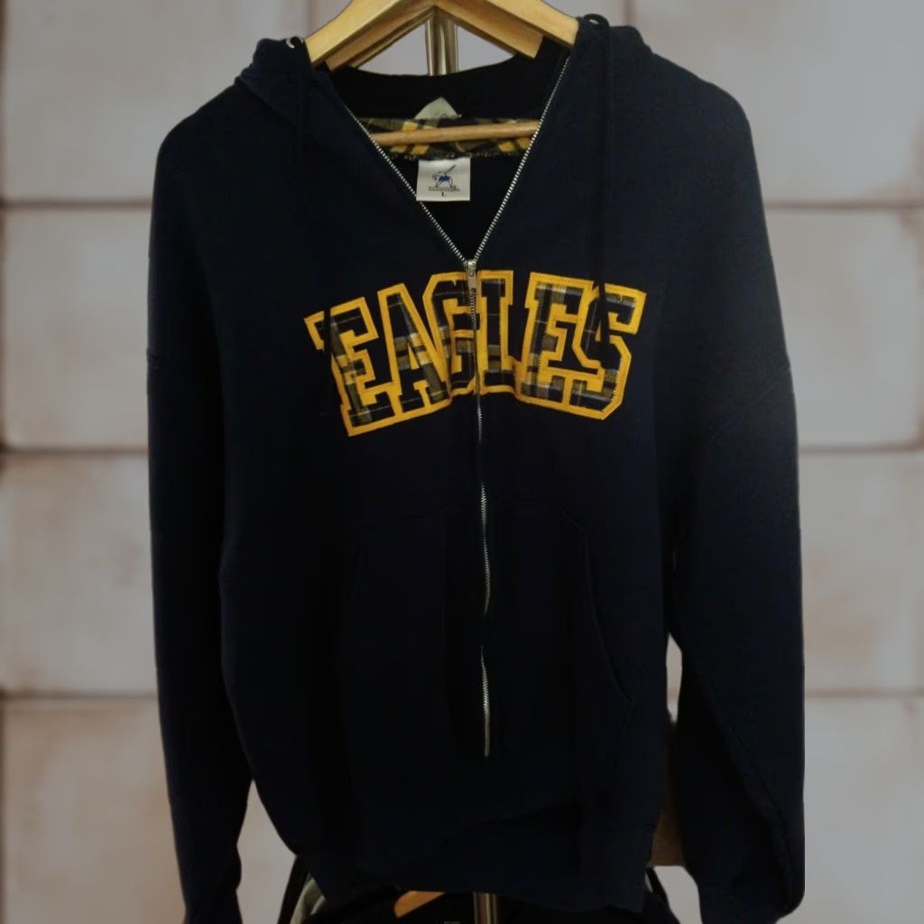 Vintage VINTAGE BoxerCraft Hoodie Plaid Zip Up Fleece Lined Made In USA L Blue Eagle USA Mens Hoodie Size US L / EU 52-54 / 3 - 1 Thumbnail