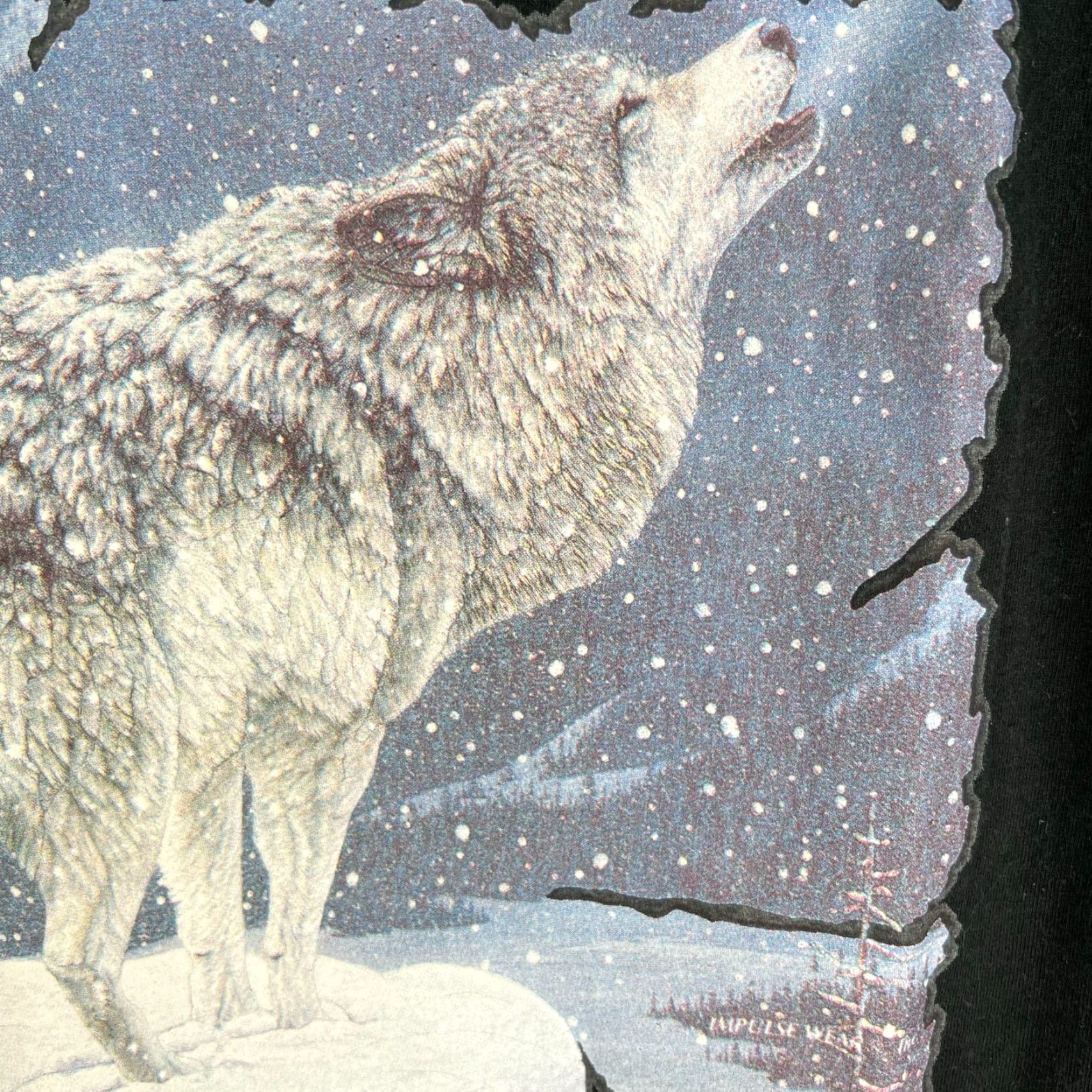 Jerzees VINTAGE JERZEES T-SHIRT Black 2XL Puff Print Winter Wolf Jeff Tift Mens Size 2XL Crew Neck Graphic Print Short Sleeve Logo Wolf Theme Animals Art Size US XXL / EU 58 / 5 - 2 Thumbnail