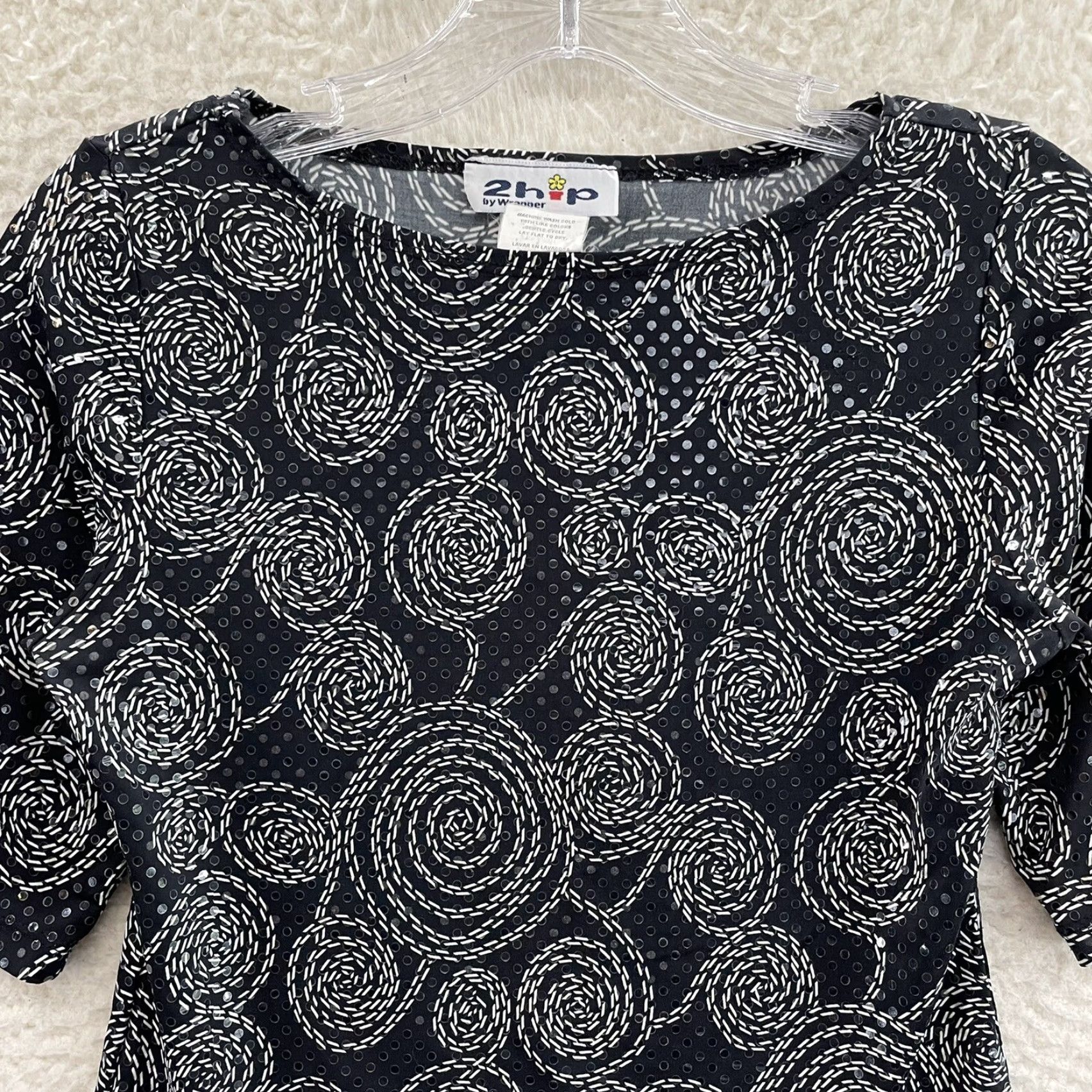 Vintage VINTAGE 90s Y2K Top Shirt Women M Black 3/4 Sleeve Slinky Stretch Cocktail Size M / US 6-8 / IT 42-44 - 3 Thumbnail