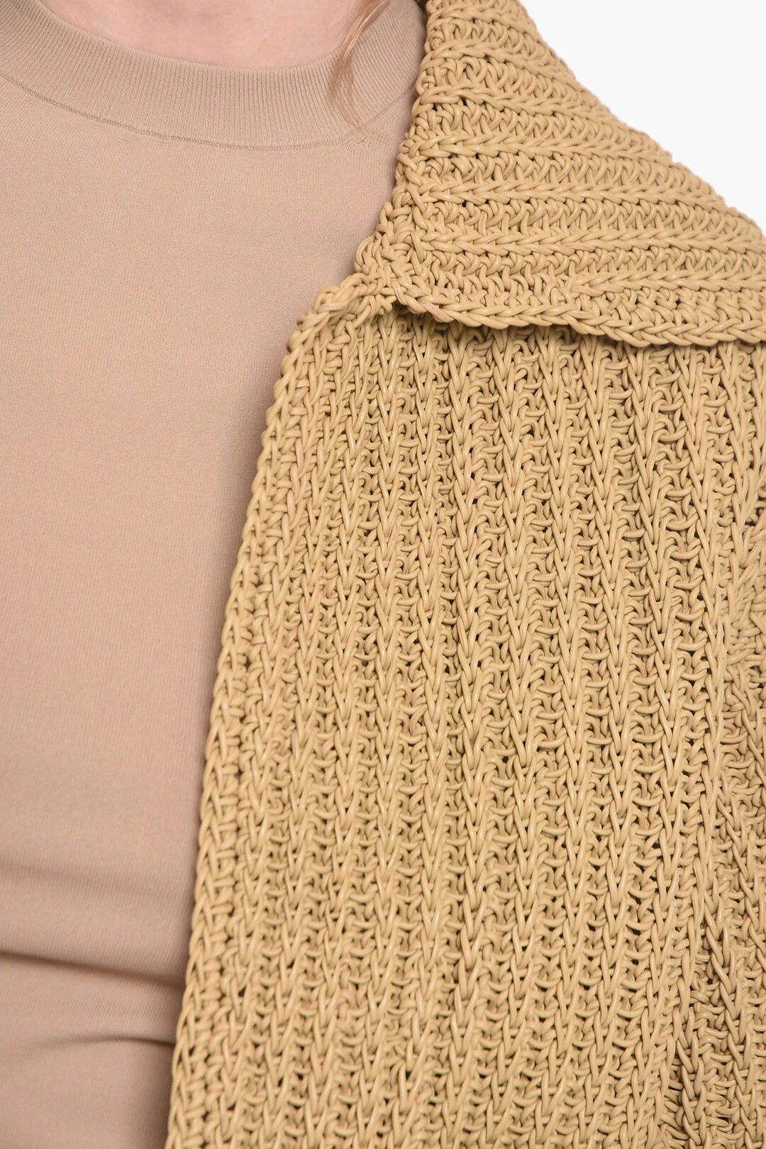Bottega Veneta og1mm0426 Leather-Knit Coat in Beige Size XS / US 0-2 / IT 36-38 - 3 Thumbnail