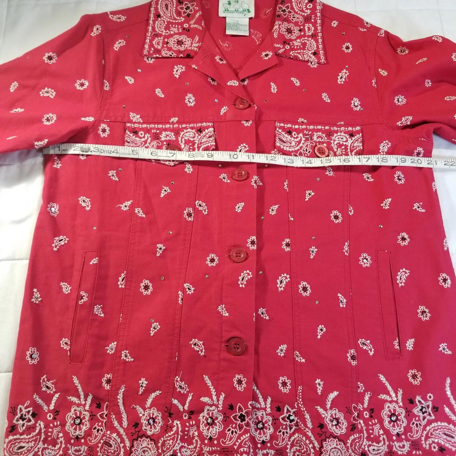 Other The Quacker Factory Red Shirt w/ Paisley/Rhinestones Size 8 Size M / US 6-8 / IT 42-44 - 8 Thumbnail