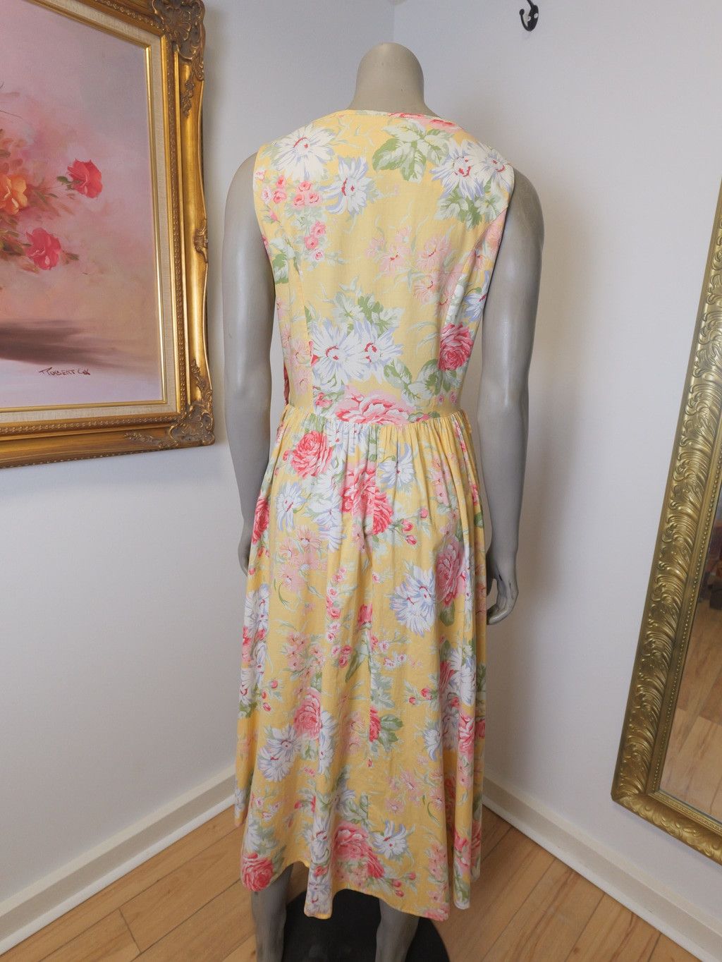 Laura Ashley Women's Laura Ashley Cottage Core Floral Cotton Dress Yellow Size L / US 10 / IT 46 - 4 Thumbnail