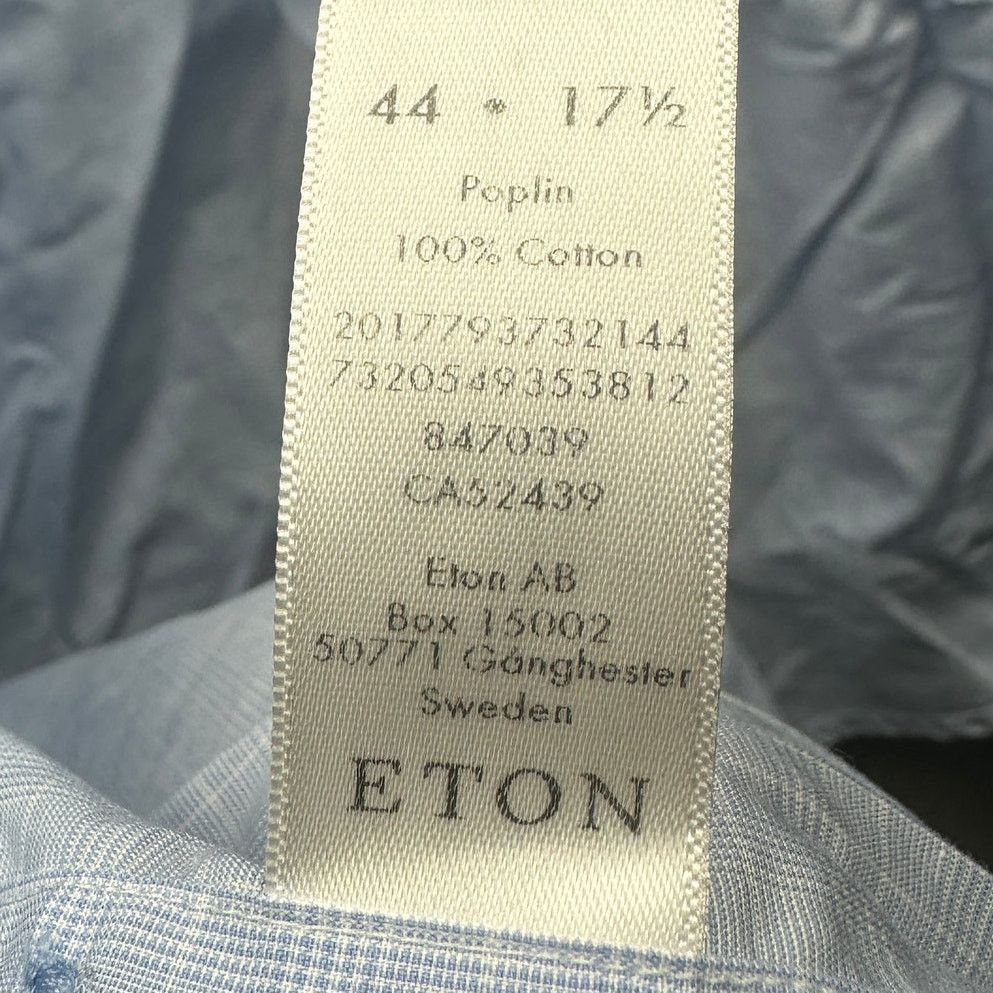 Eton Eton Poplin Graph Plaid 17.5 44 XL Shirt Men Button Up Blue Size US XL / EU 56 / 4 - 3 Thumbnail