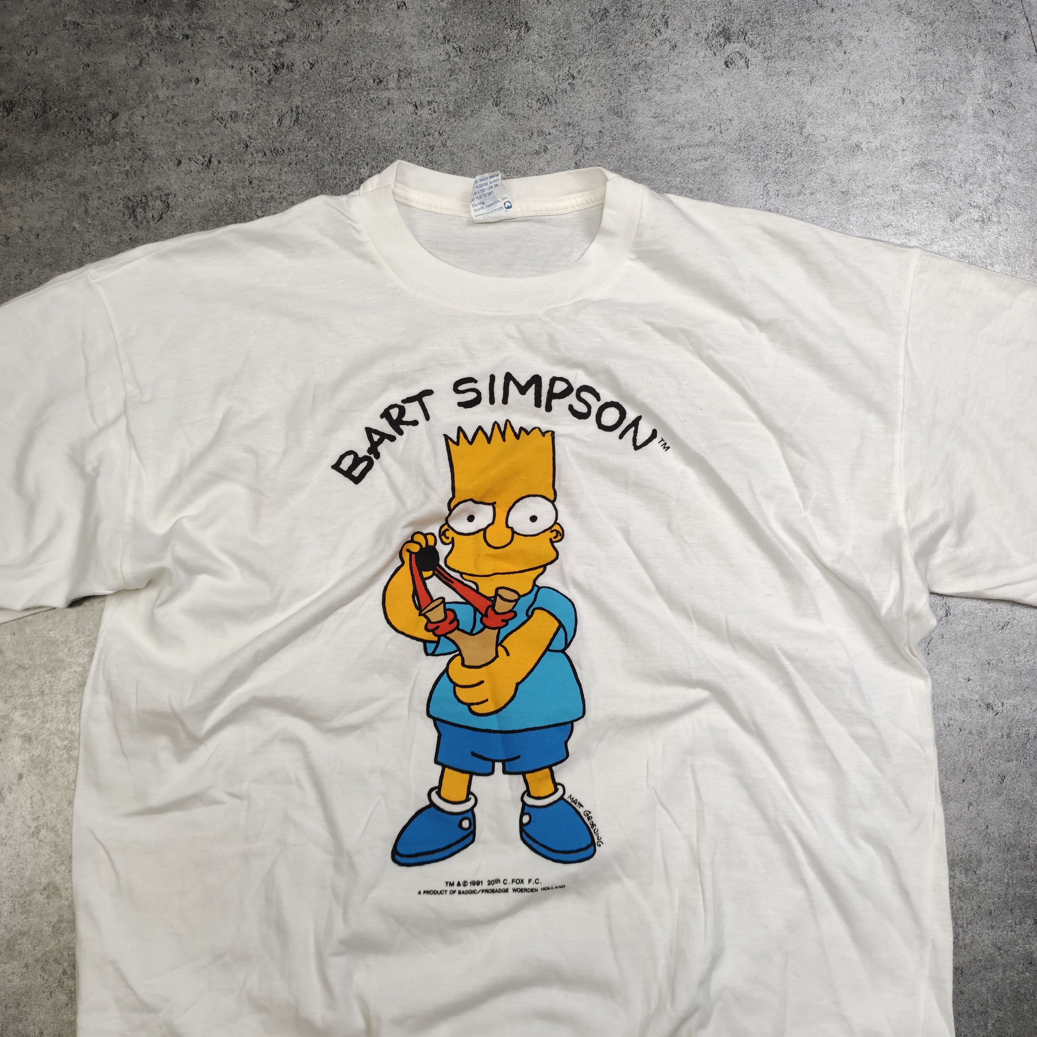 The Simpsons × Vintage RARE OG The Simpsons 1991 Bart Simpson White Promo Tee Size US XL / EU 56 / 4 - 3 Thumbnail
