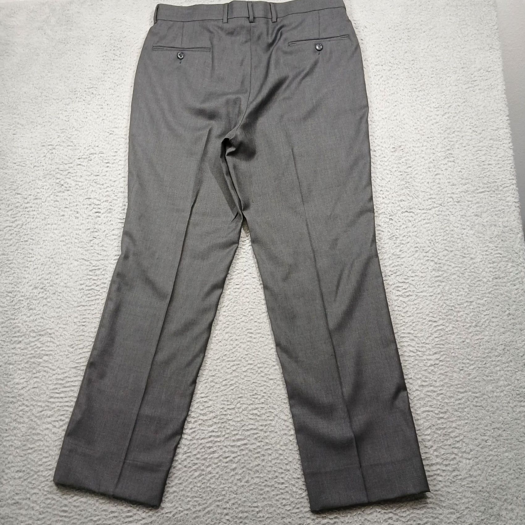 Jos. A. Bank Jos. A. Bank Traveler's Collection Wool Dress Pants Gray Men's 35R Tailored Fit Size US 35 - 2 Thumbnail