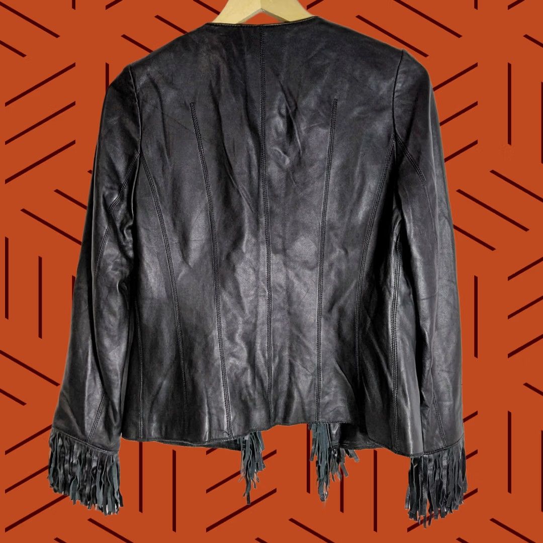 Vintage MY TRIBE Leather Fringe Jacket Solid Long Sleeve Women MT9000 M Black, NWT, Casual Party/Cocktail Size M / US 6-8 / IT 42-44 - 1 Thumbnail
