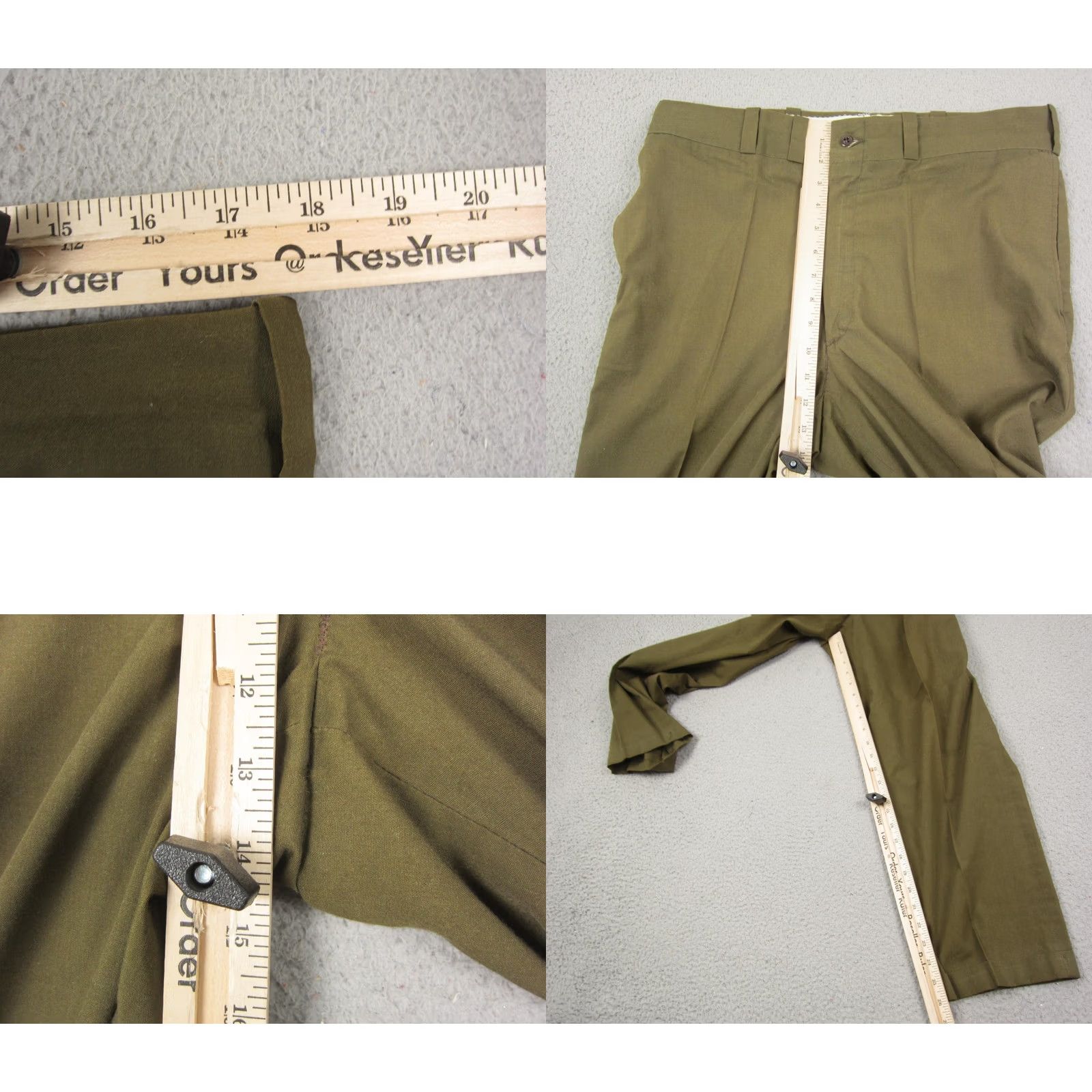 JCPenney VINTAGE JCPenney Big Mac Pants Mens W 35 L 26 Olive Green Work Talon Zip 60s 70s Size US 35 - 8 Thumbnail