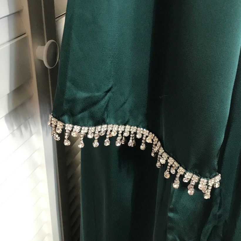 Other Elegant Green Metallic Rhinestone Dress A-line Maxi Set S Size S / US 4 / IT 40 - 6 Thumbnail