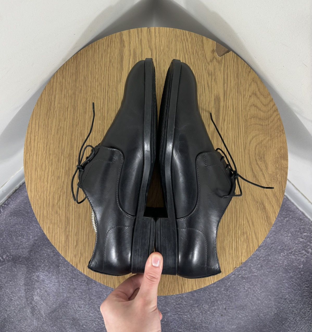 Doucal's Doucal’s Men’s Italian Handmade Black Leather Derby Shoes Size US 7.5 / EU 40-41 - 14 Thumbnail