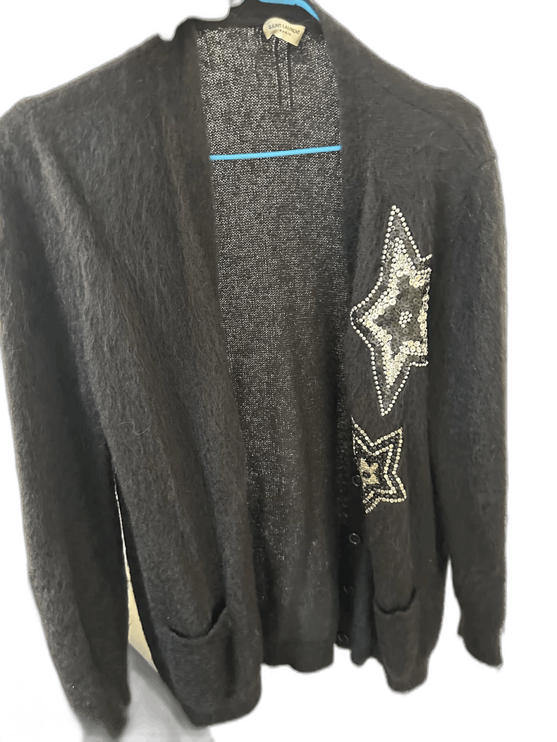 Saint Laurent Paris YSL Black Star Embellished Cardigan Size US M / EU 48-50 / 2 - 1 Thumbnail