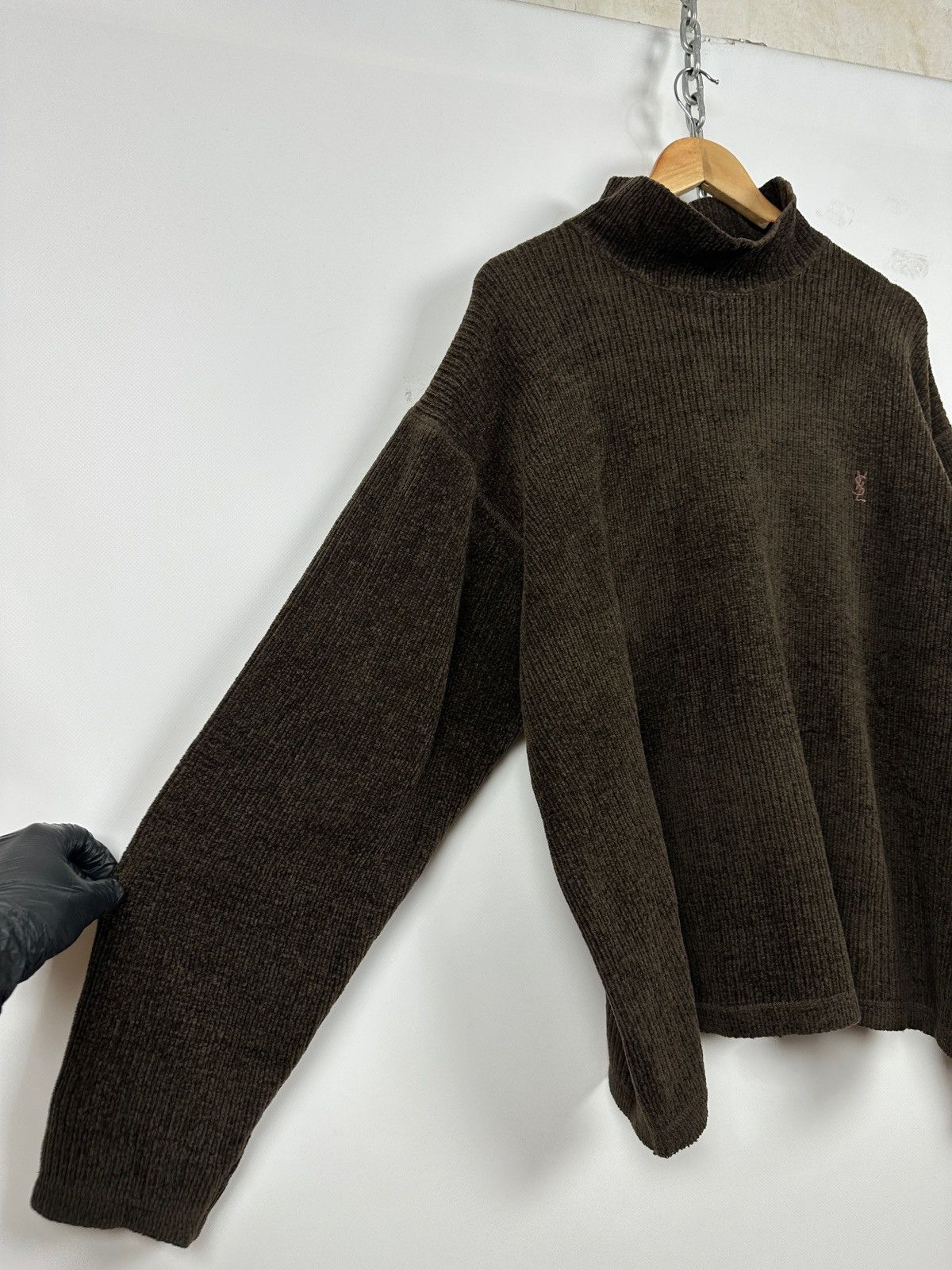 Yves Saint Laurent Vintage Yves Saint Laurent YSL Mock Neck Ribbed Sweater Size US L / EU 52-54 / 3 - 10 Thumbnail