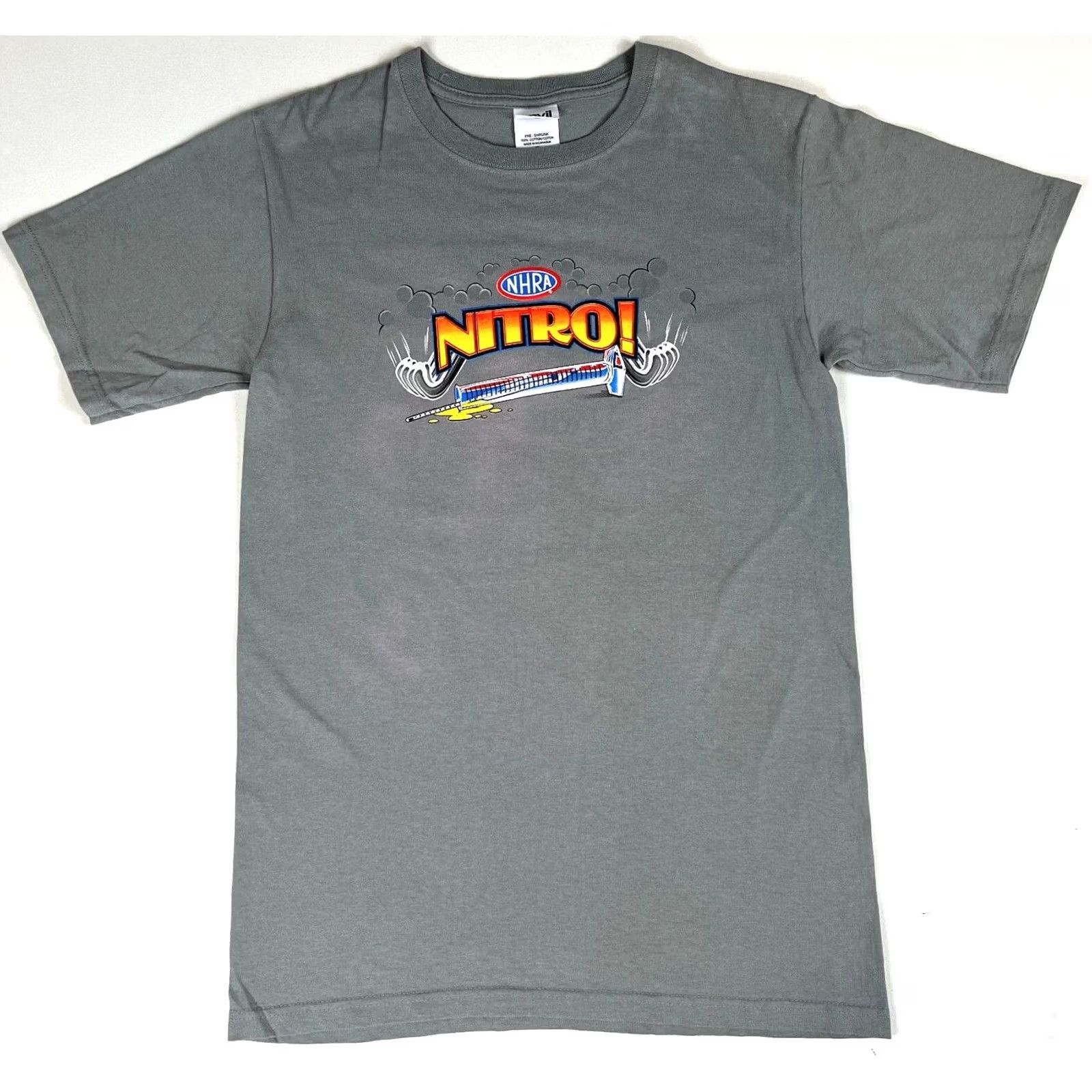 Anvil VINTAGE NHRA T-Shirt Anvil Short Sleeve Gray 90s Nitro! Double-Sided Size S Mens Size US S / EU 44-46 / 1 - 2 Thumbnail