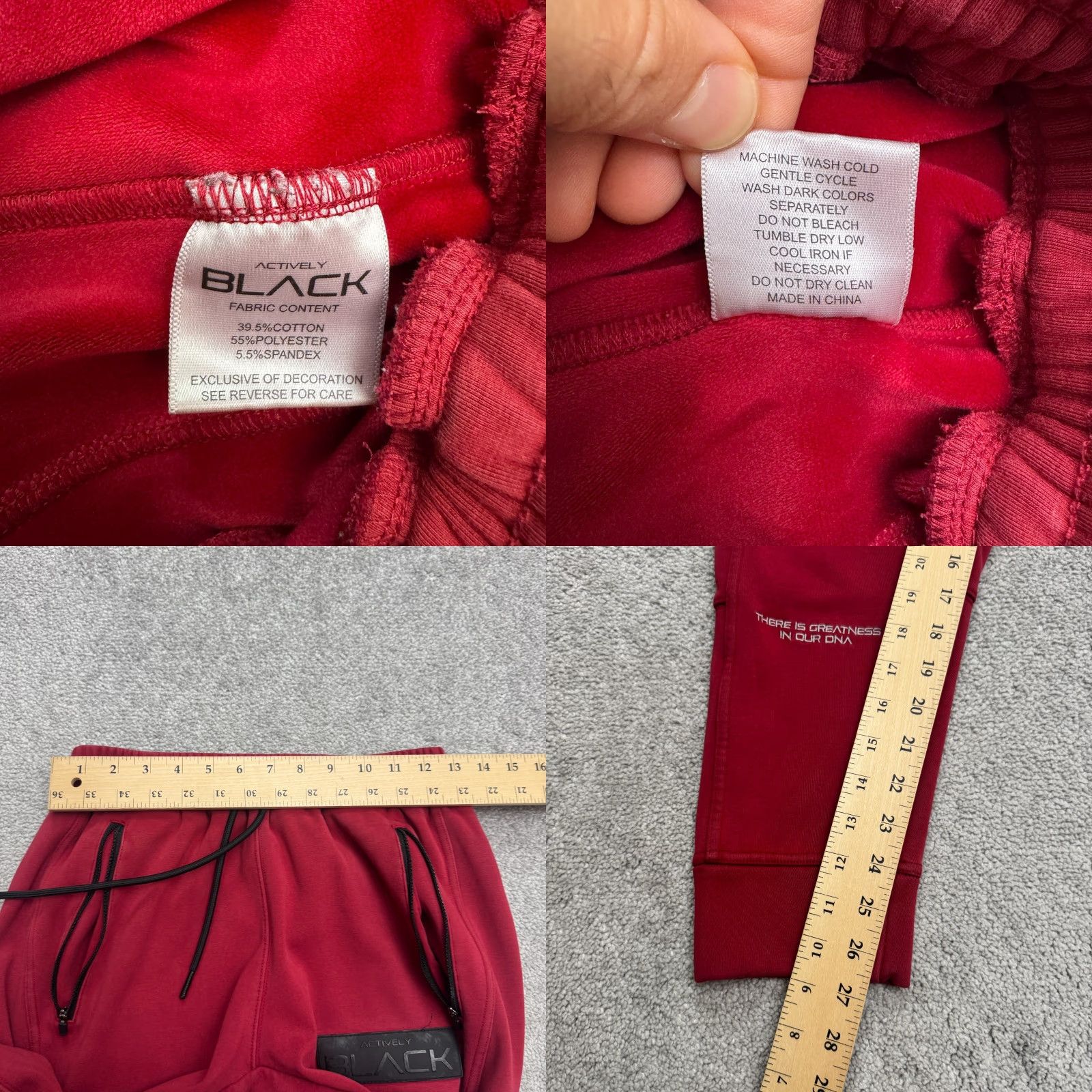 Vintage Actively Black Heavyweight Jogger Sweatpants Mens XS Red Zipped Pockets Active Size US 27 - 8 Thumbnail