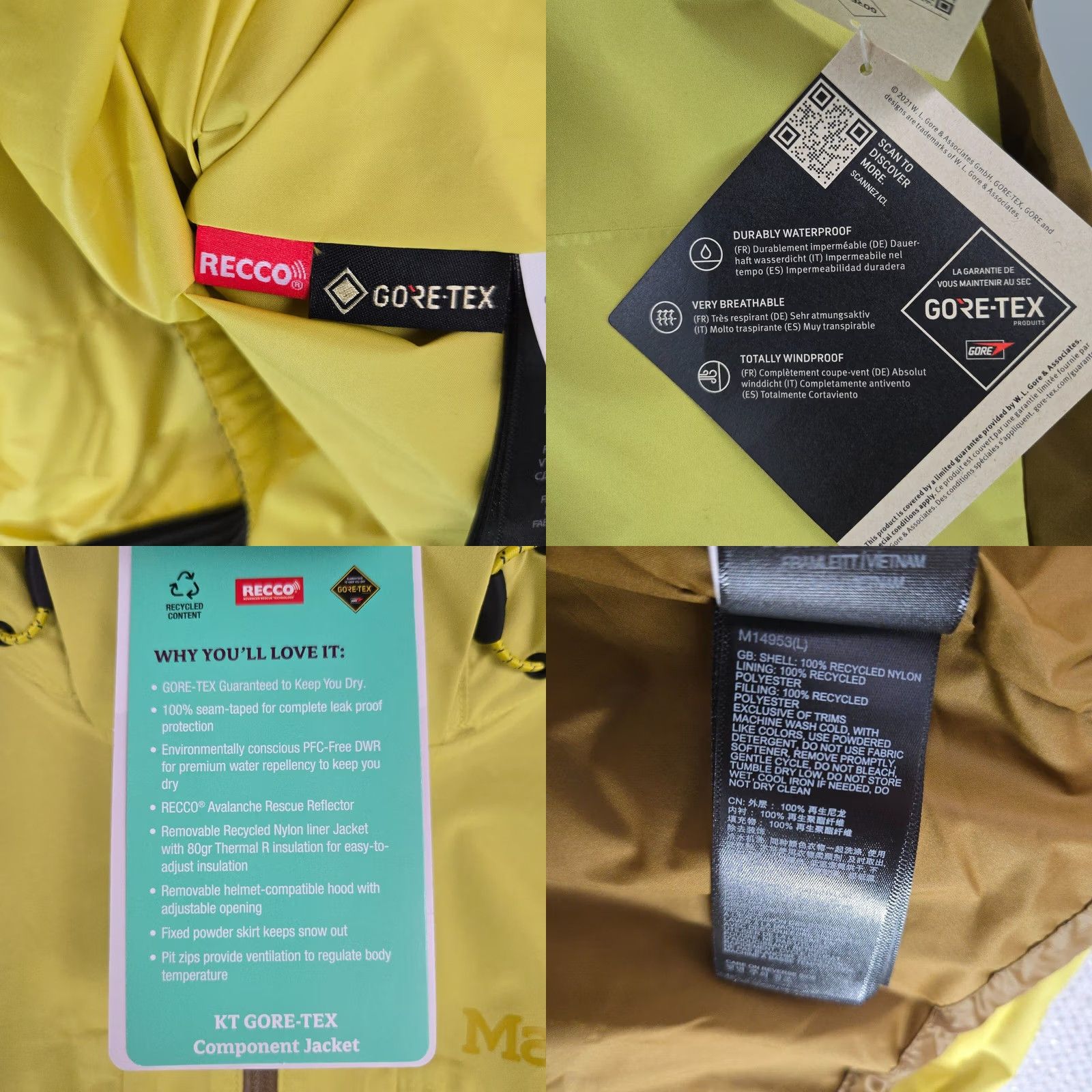 Marmot Marmot Jacket 3-in-1 Gore-Tex Recco Insulated Winter Ski Snowboard Hooded XL Yellow Mens Size US XL / EU 56 / 4 - 11 Thumbnail