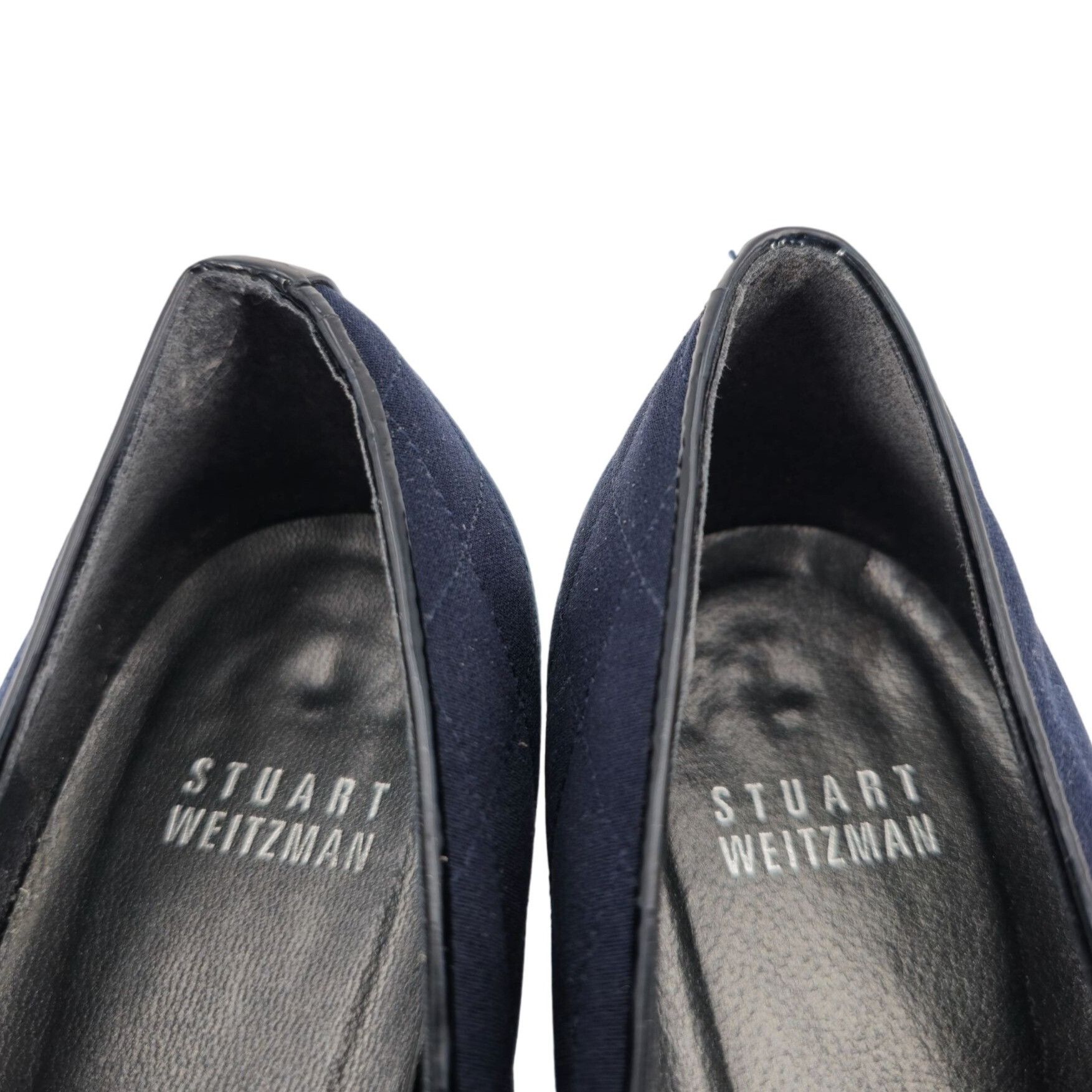 Stuart Weitzman Stuart Weitzman 8.5AAAA Navy Crepe Black Leather Dress Heels Size US 8.5 / IT 38.5 - 8 Thumbnail