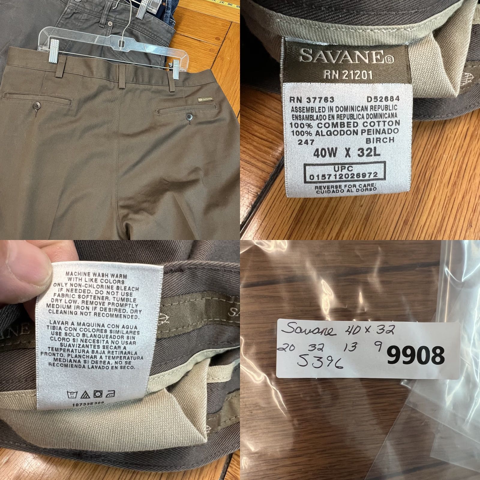 Savane VINTAGE Savane Men's Dress Pants 40 Brown Cotton Flat Front Regular Fit Comfort Waist Straight Leg Size US 40 / EU 56 - 8 Thumbnail