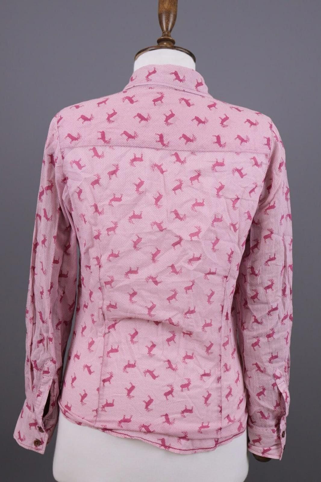 Designer Emily Van Den Bergh Pink Deer Print Blouse Shirt Size 36 / S Size M / US 6-8 / IT 42-44 - 6 Thumbnail