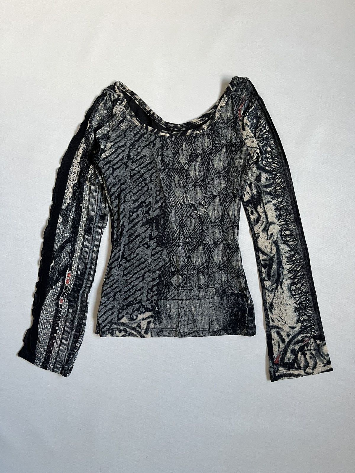 Jean Paul Gaultier Legatte Jeans Multicolor Printed Asymmetrical Longsleeve Size M / US 6-8 / IT 42-44 - 10 Thumbnail