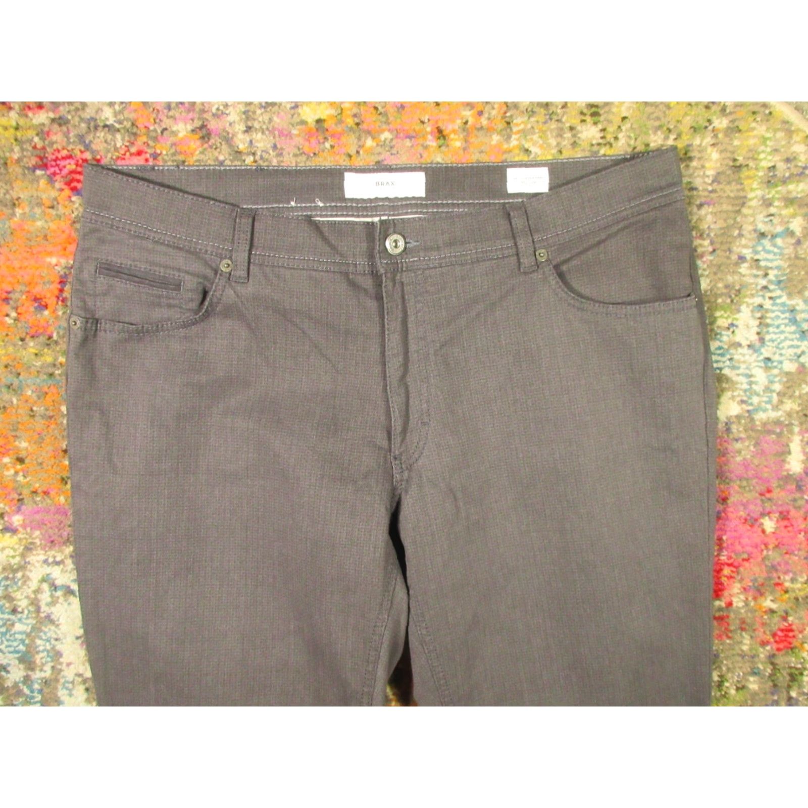 BRAX Brax Pants Mens 38x33 Gray Regular Chino 5-Pocket Flat Front Stretch Cotton Polyester Viscose EUC Size US 38 / EU 54 - 5 Thumbnail