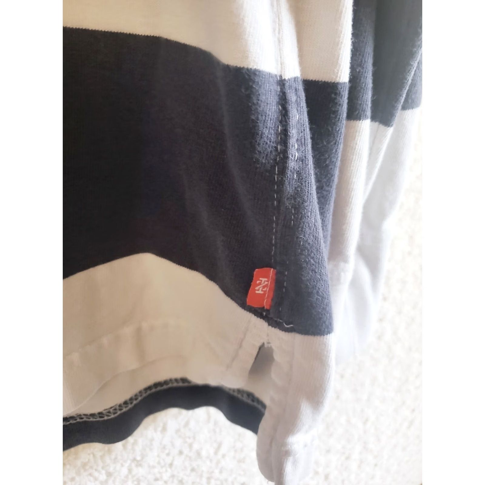 Izod VINTAGE IZOD Rugby Polo Shirt Men XL Blue White Stripe Cotton Long Sleeve EUC Size US XL / EU 56 / 4 - 3 Thumbnail