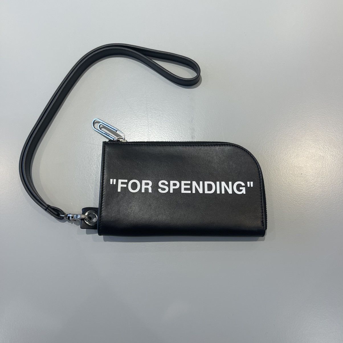 Off-White OFF WHITE Leather Quote Zip Pouch Size ONE SIZE - 1 Thumbnail