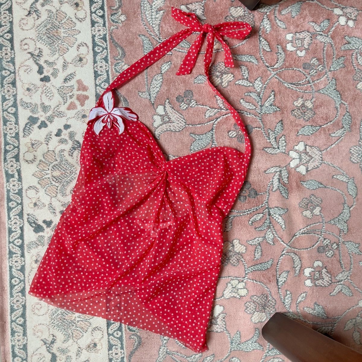 Victoria's Secret Victoria’s Secret Red Polka Dot Sheer Babydoll Set (L) Size L / US 10 / IT 46 - 8 Thumbnail