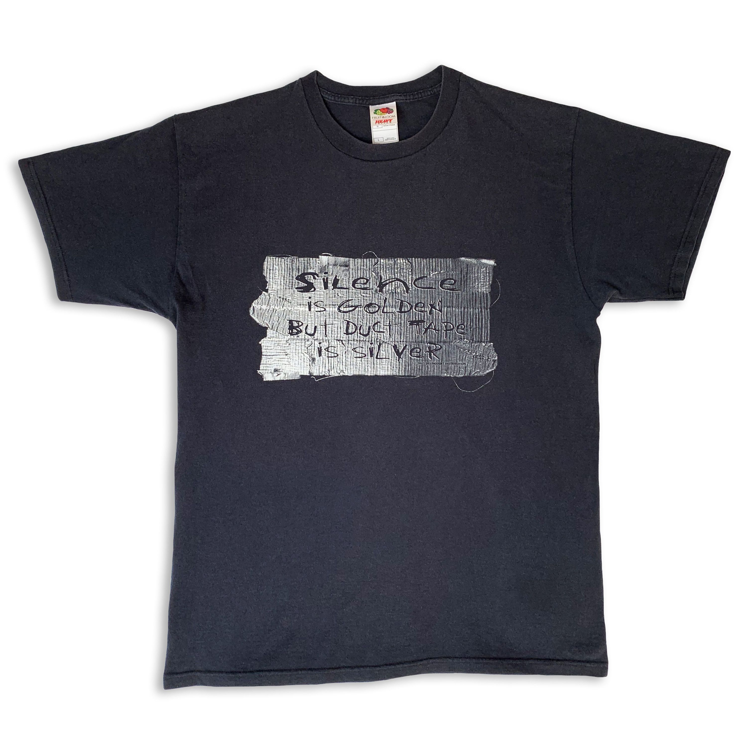 Fruit Of The Loom 2005 DELINQUENT DISTRIBUTION t shirt Silence Duct Tape Y2K Size US L / EU 52-54 / 3 - 2 Thumbnail