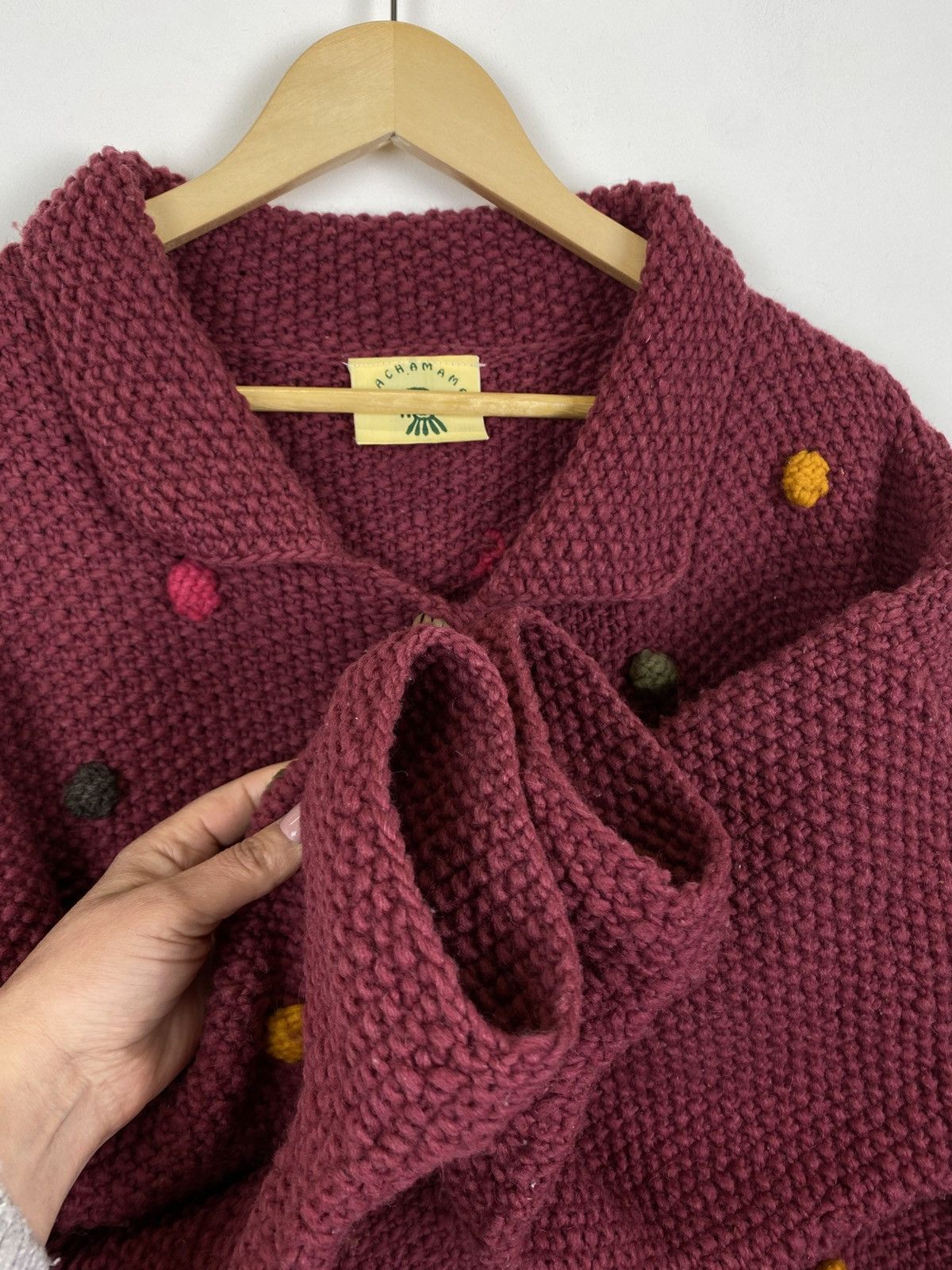 Handmade Vintage Pachamama Hand Knit Buttons Cardigan 90’s With Bubo Size US L / EU 52-54 / 3 - 6 Thumbnail