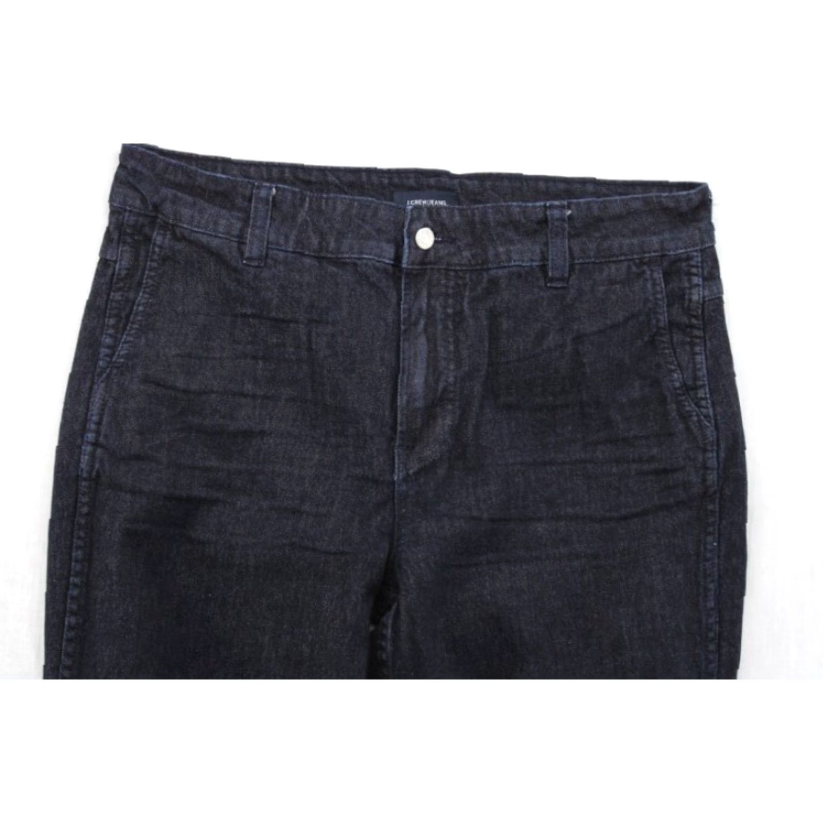 J.Crew J. Crew Wide Leg Baggy Trouser Jeans Women 32 Dark Blue Cotton Blend Denim Zip Relaxed Regular Blue 90s? Size 24" / US 00 / IT 34 - 2 Thumbnail