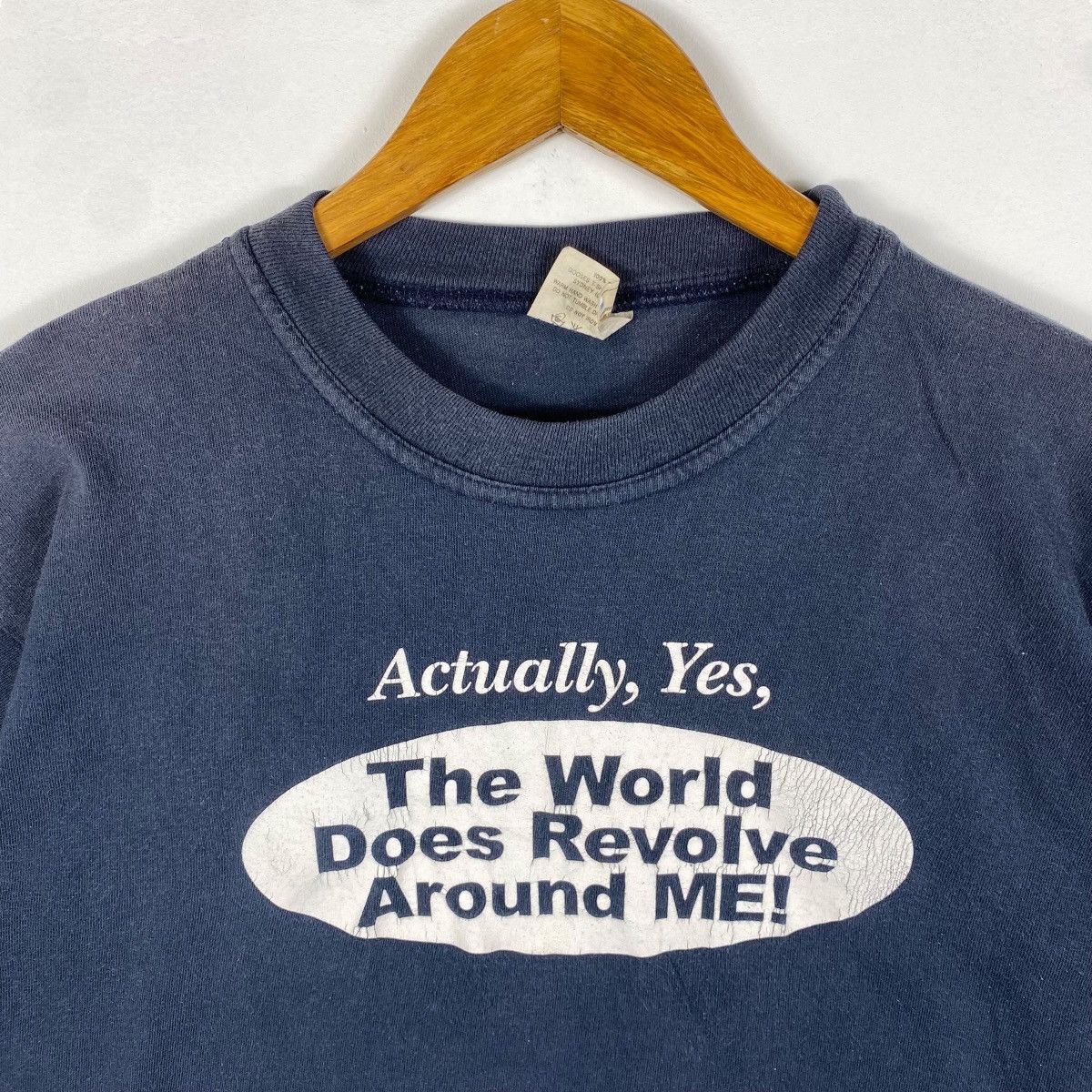 Vintage Vintage 90's The World Does Revolve Around Me Wording Tee Size US M / EU 48-50 / 2 - 2 Thumbnail