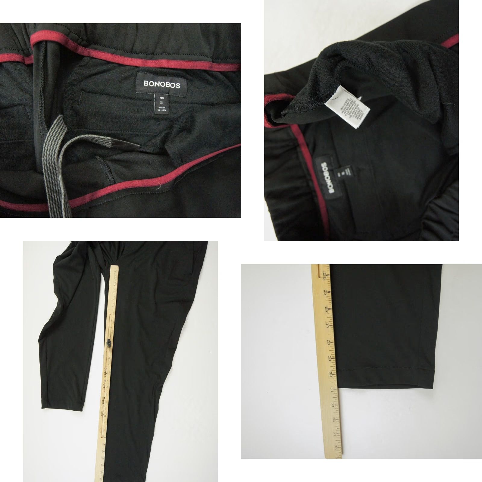 Bonobos BONOBOS Men’s Jogger Pants - Black - XL - Drawstring - Tapered Fit - Casual Activewear - Solid Solid Black - Inseam 31 in - Regular Size Type - Men Size US 36 / EU 52 - 8 Thumbnail