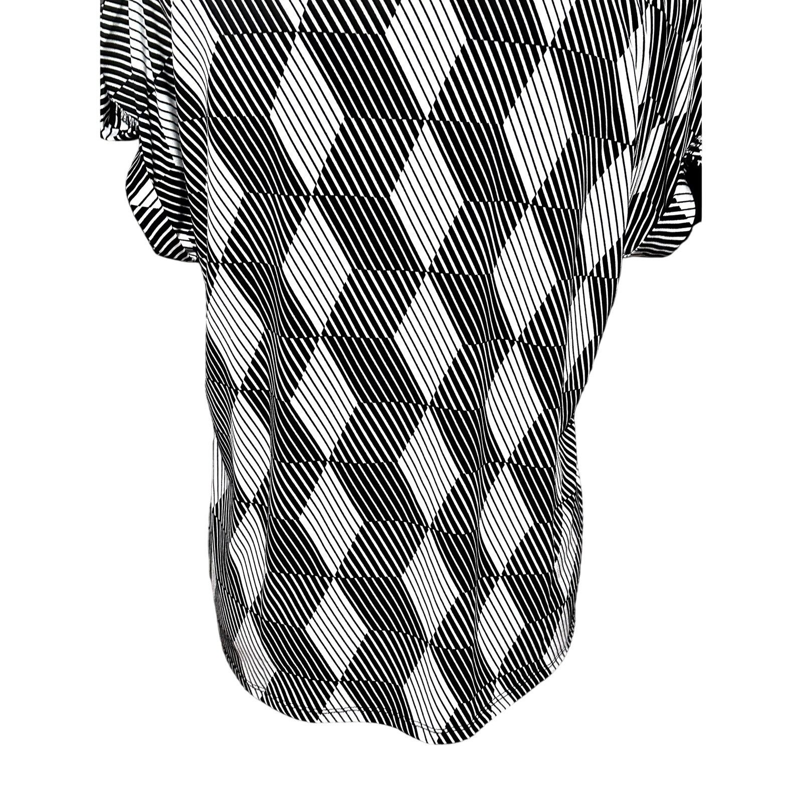Other NY Collection Blouse Front Zip Geometric Black White W LP Size L / US 10 / IT 46 - 7 Thumbnail