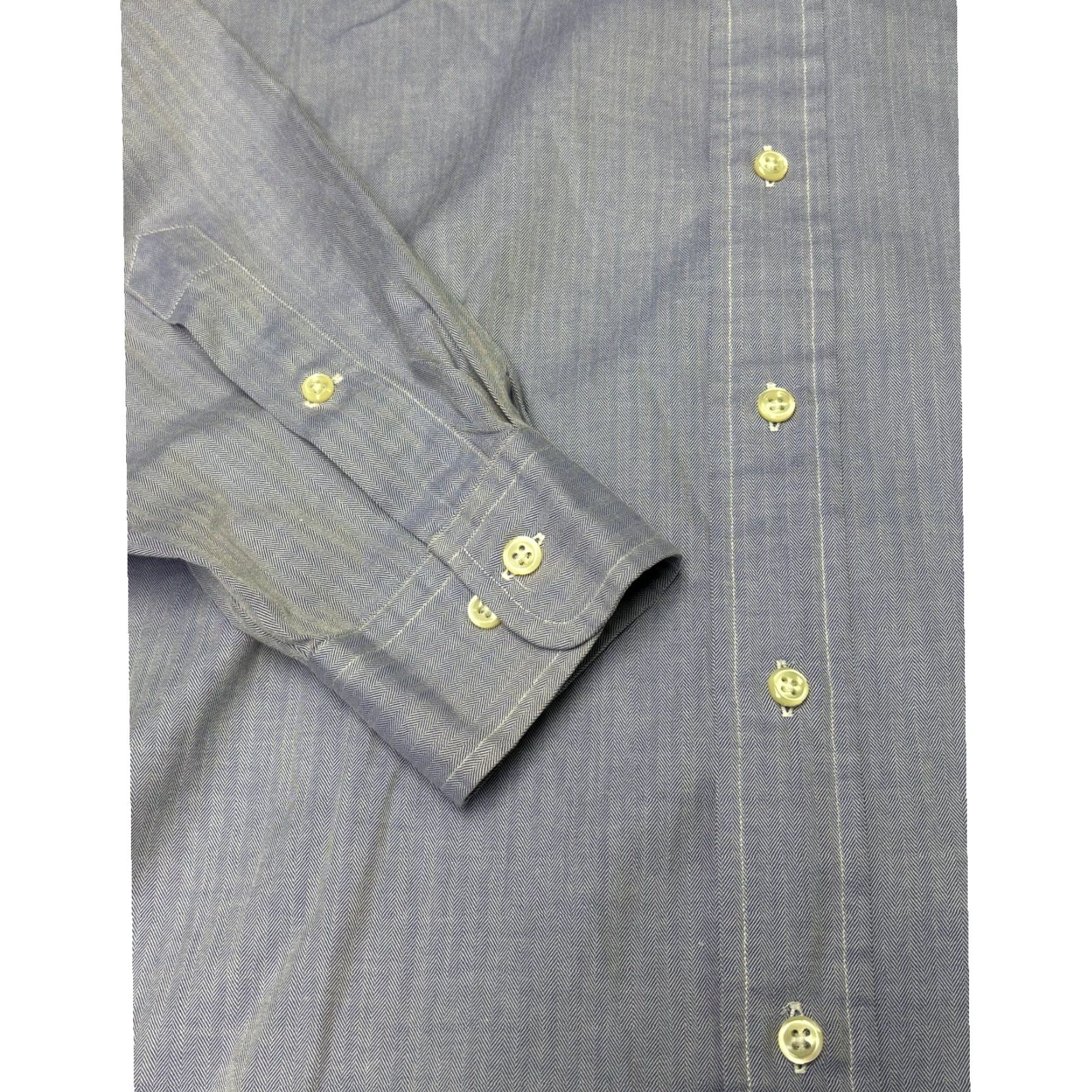 Ralph Lauren Ralph Lauren Yarmouth Shirt Mens 15.5 32/33 Blue Herringbone Cotton Button-Down Dress Shirt Clothing Women Men? Size US L / EU 52-54 / 3 - 3 Thumbnail